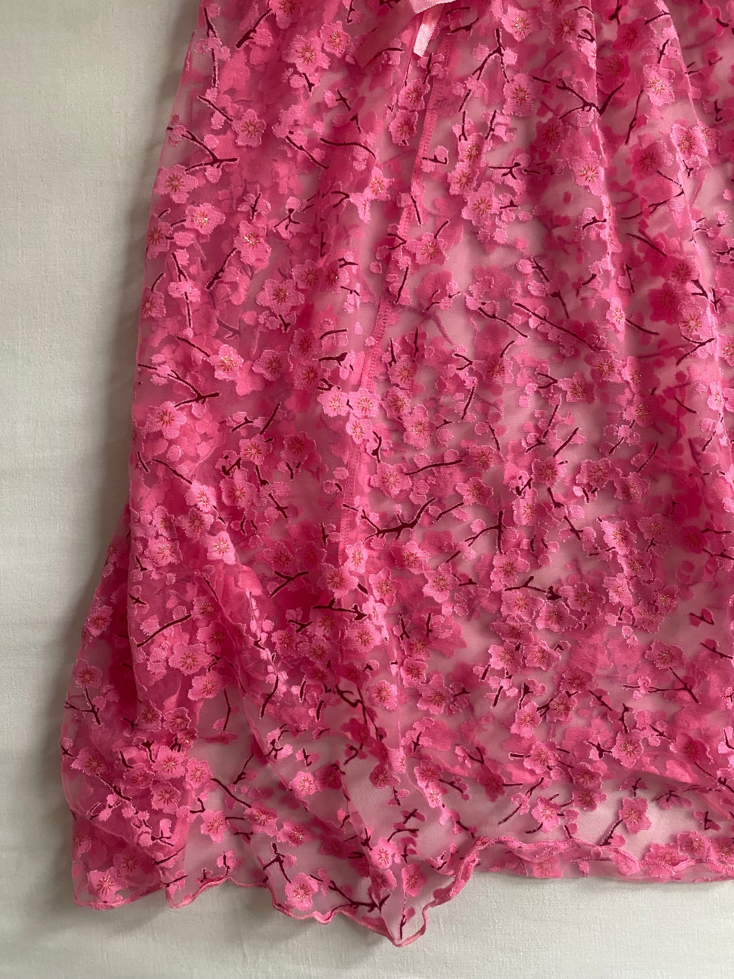 🌸 Top Y2K Cherry Blossom cu Dantelă – Mărime L