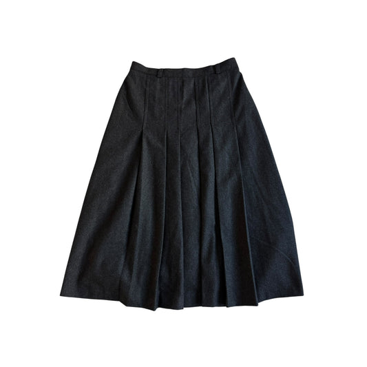 👩 Fustă Vintage Plisată din Lână Gri Închis – aprox. S