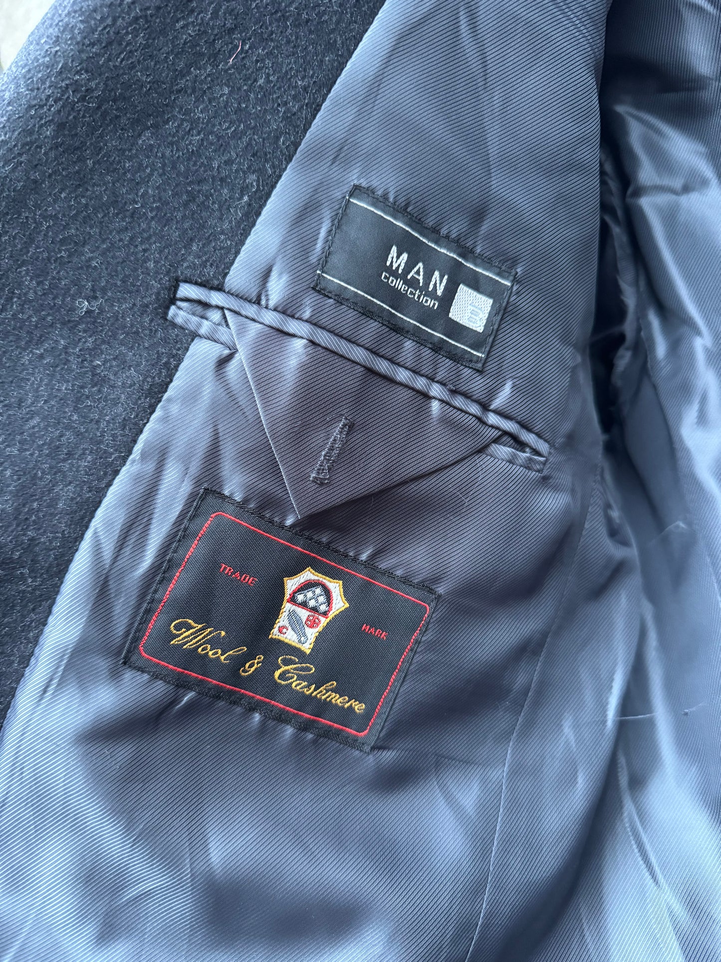 🧥 Palton Vintage Bărbați Gri Închis din Lână și Cașmir – 52 (L)