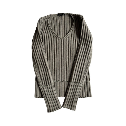 🧶 Pulover Y2K Patrizia Pepe Gri cu Decolteu în V – S Damă