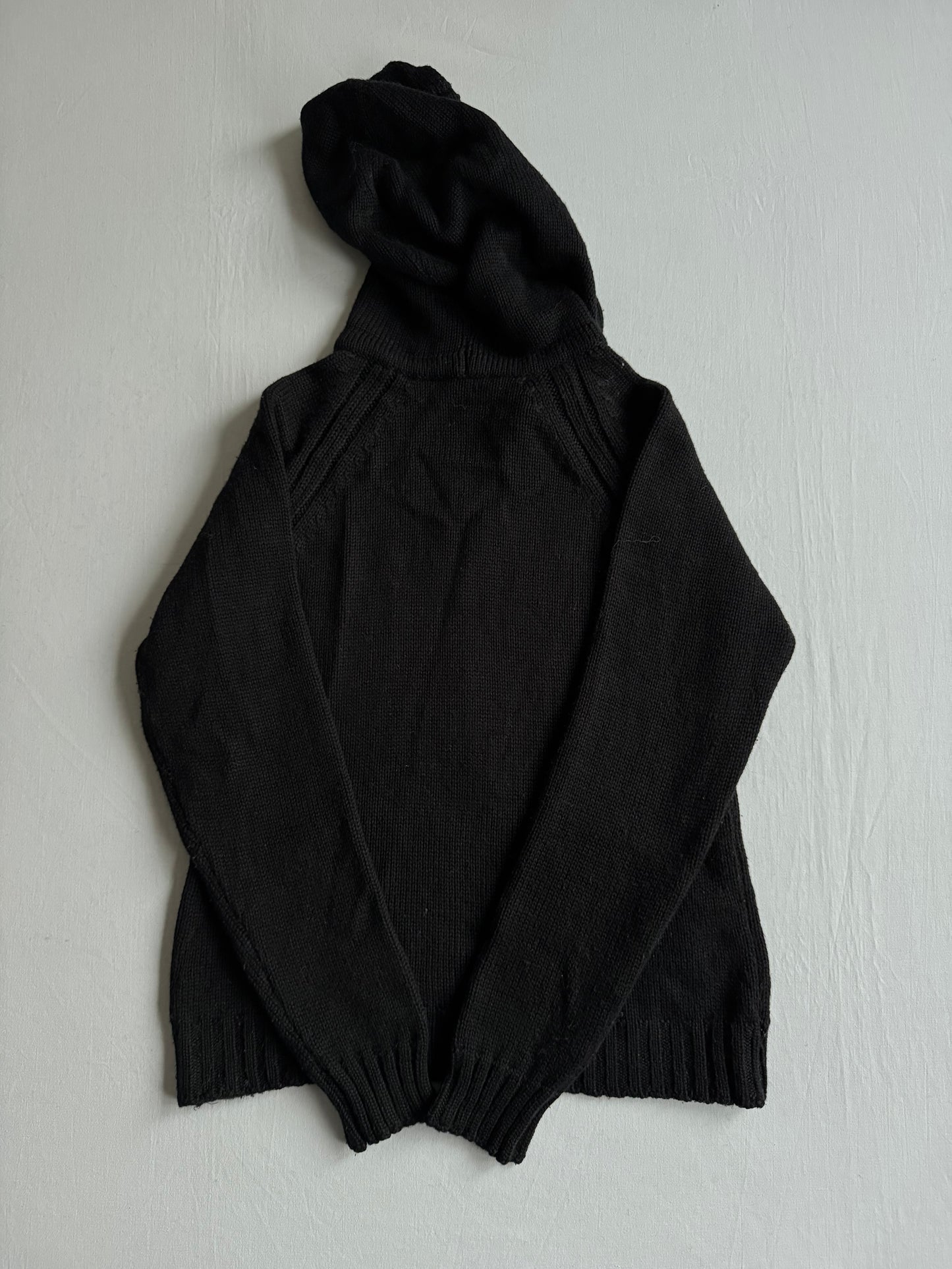 🧶 Hanorac Tricotat Y2K Damă Negru din Lână – S