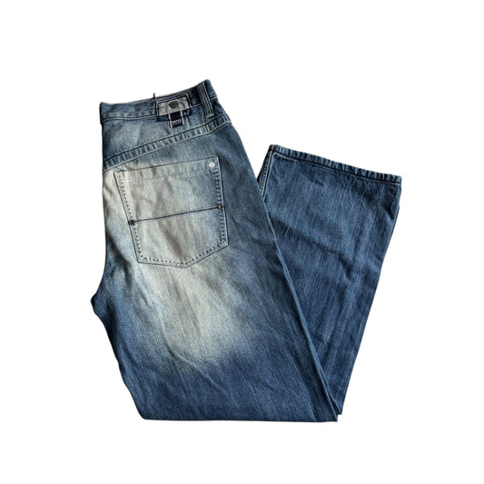 👖 Y2K Enyce Light Wash Baggy Jeans – Embroidered Back Pocket (Size US 34)