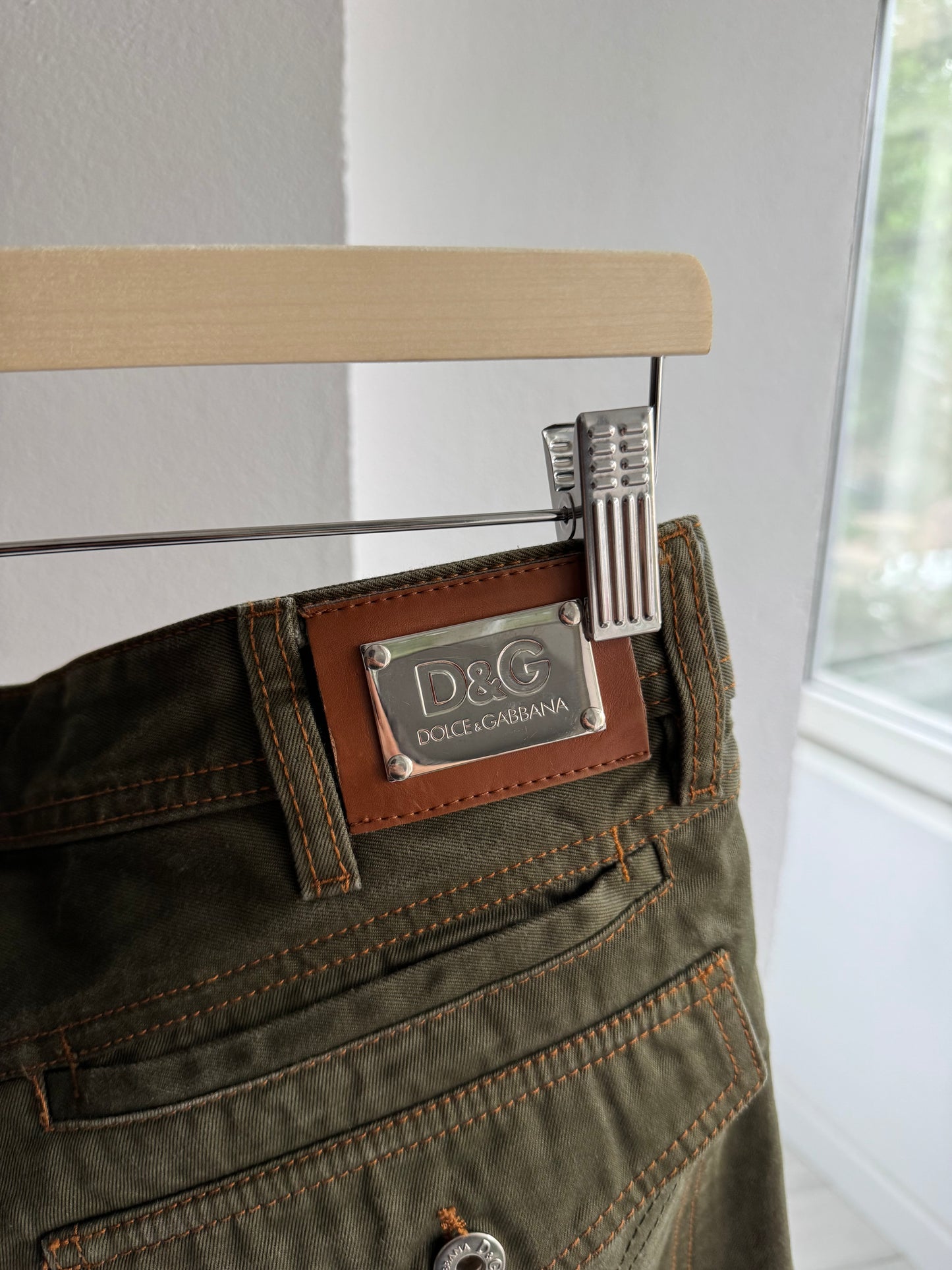 🫒 Y2K Dolce & Gabbana Olive Green Jeans – Straight Fit – US 34 – Made in Italy