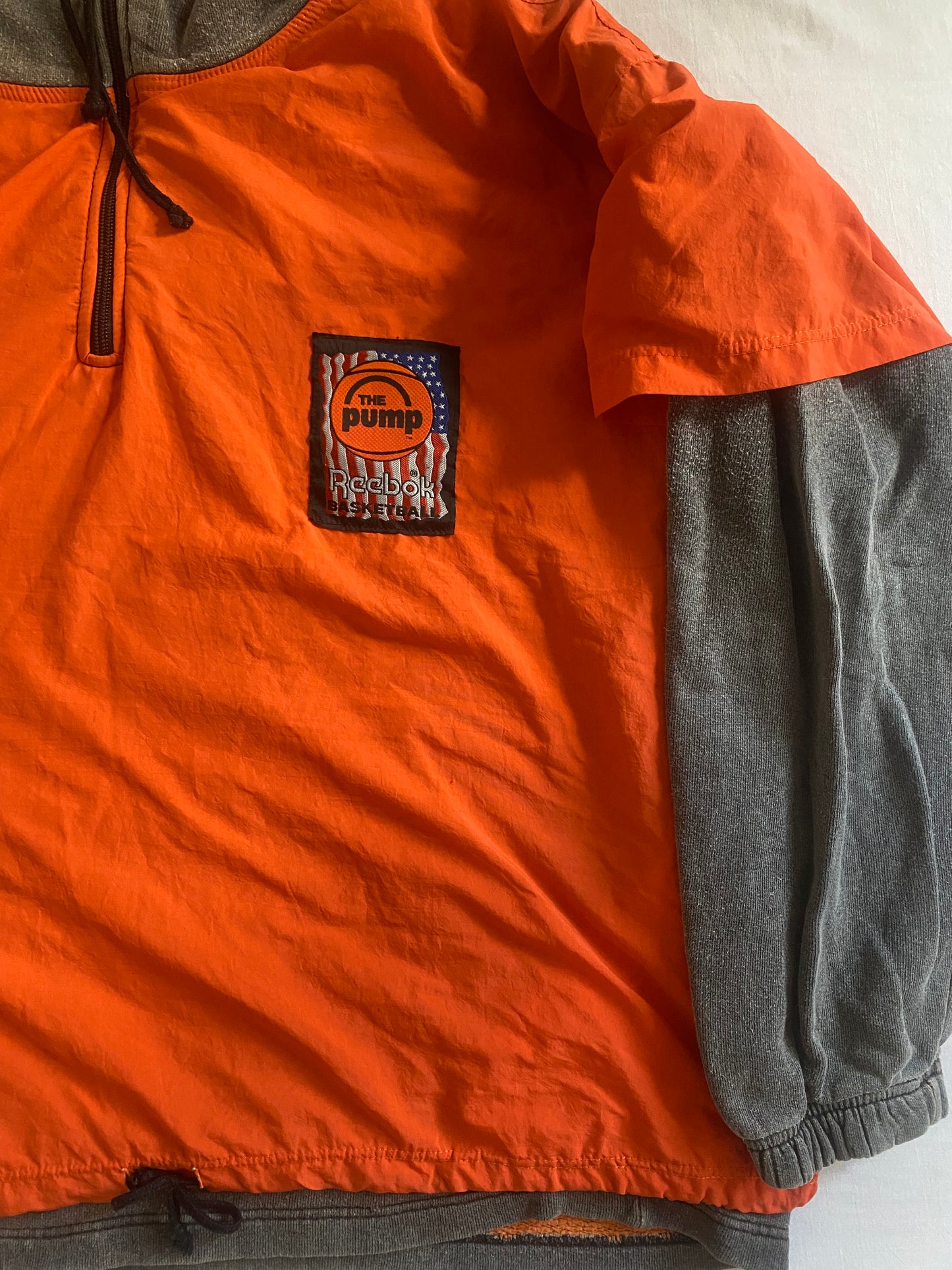 Hanorac Vintage Reebok The Pump – Tech Hoodie Orange & Black, Dublu Strat
