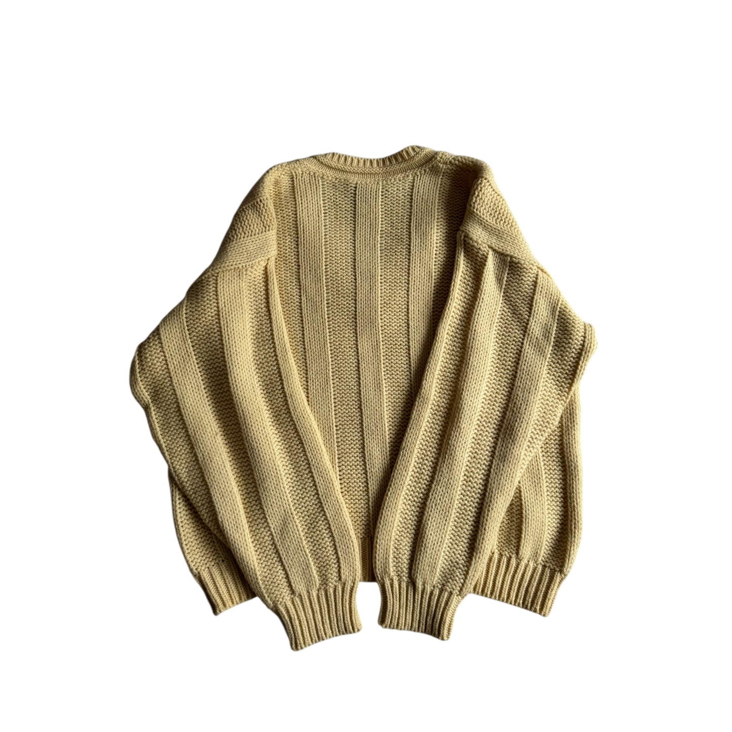 🧶 Pulover Vintage Bărbați Alb Natural cu Decolteu în V din Blend Lână – 48 (M)