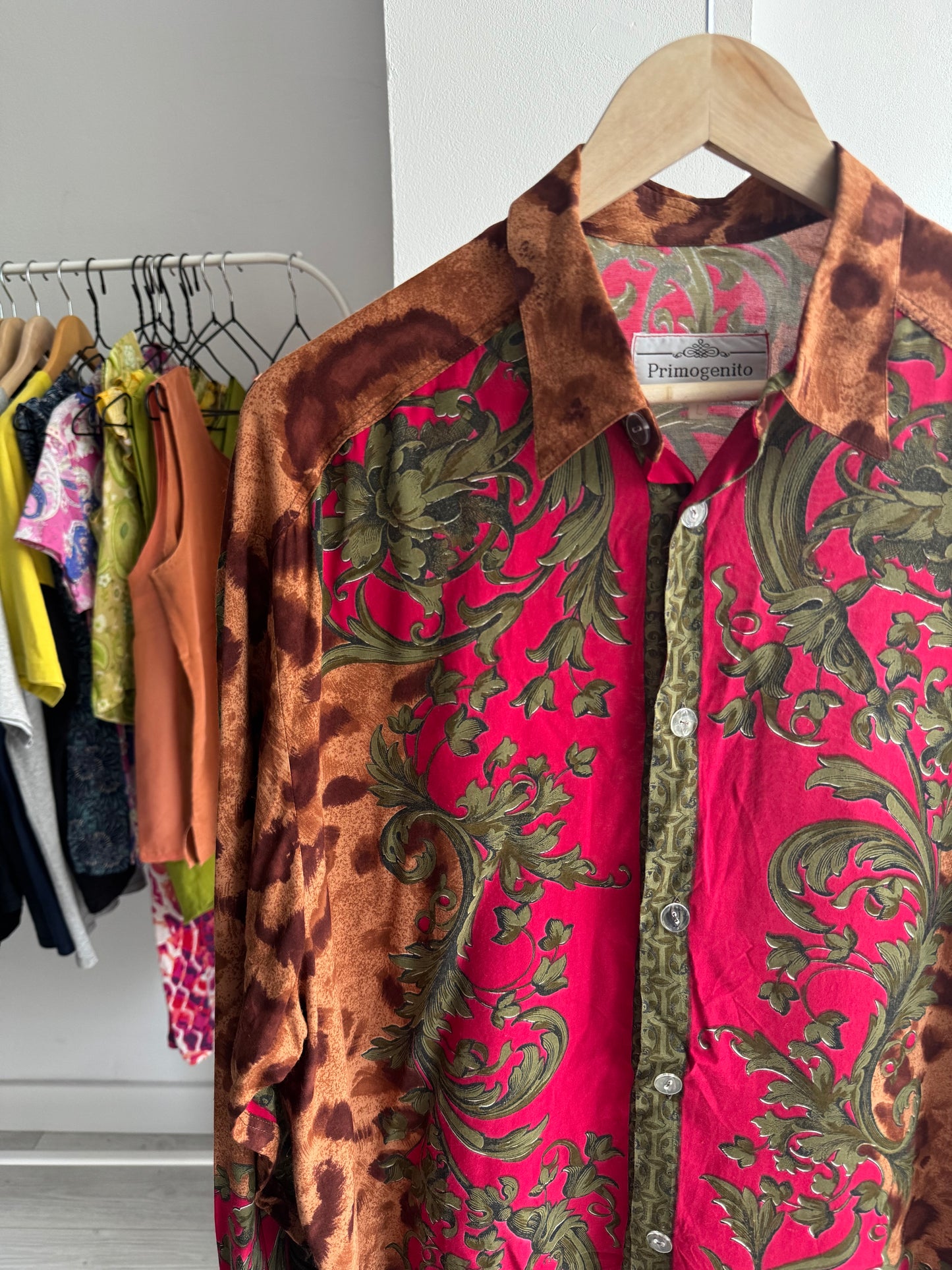 🐆 Cămașă Vintage Imprimeu Baroc & Animal Print | Made in Italy – L Bărbați
