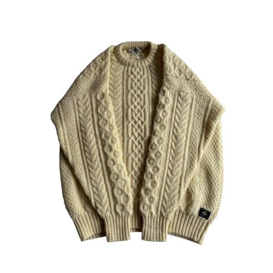 🎣 Pulover Vintage Irish Fisherman din Lână Virgină – XL