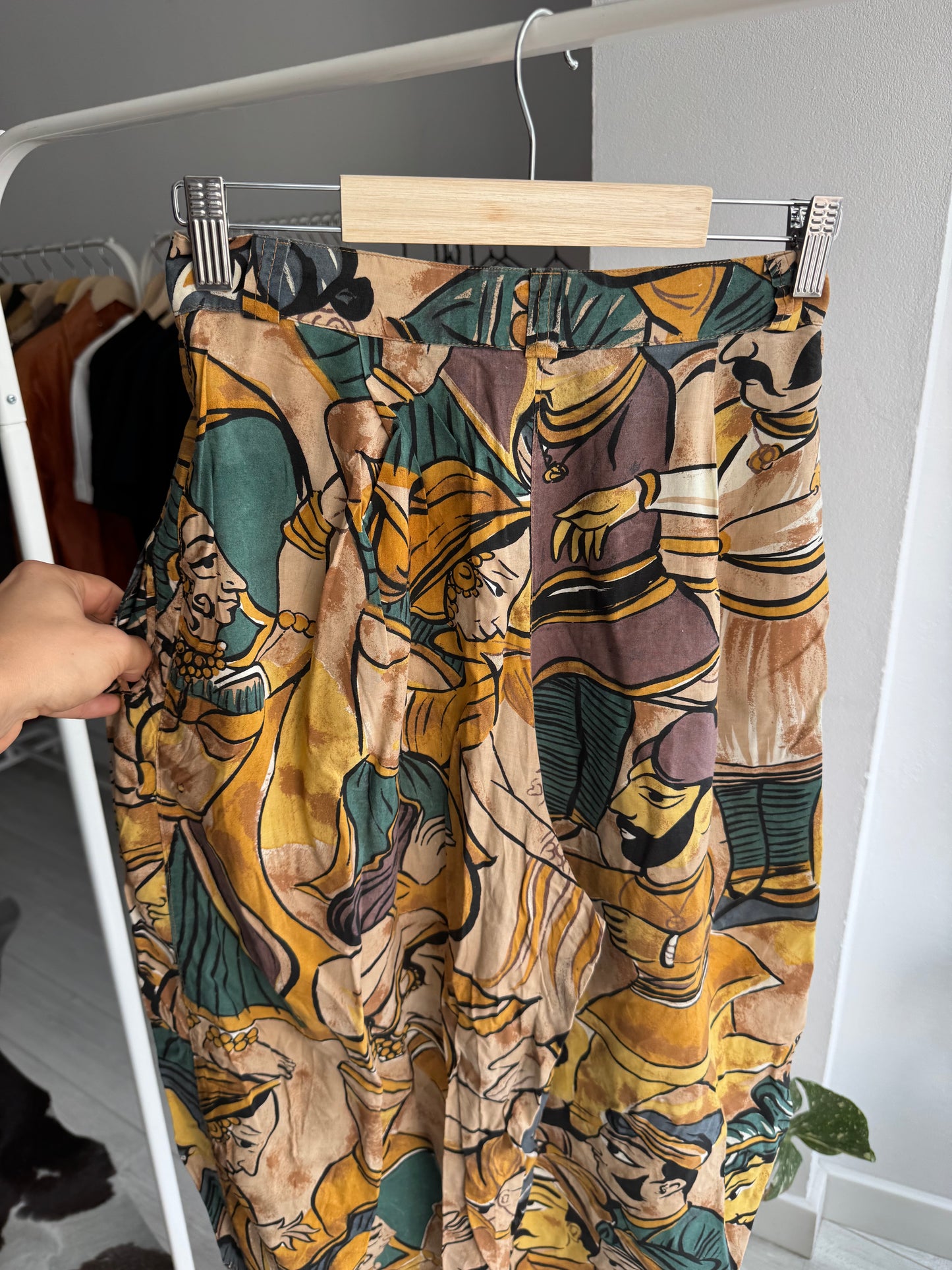 🌞 Pantaloni Harem Imprimați Giorgio Armani Arhivă '80s | Made in Italy – S Damă