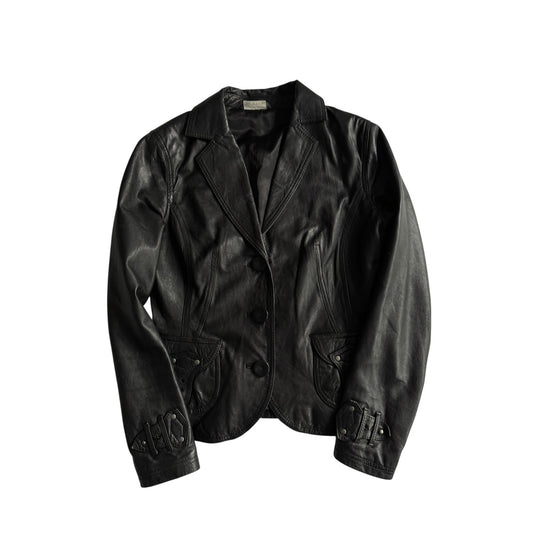 🐑 Blazer Y2K Damă din Piele Neagră – S (EU 36)