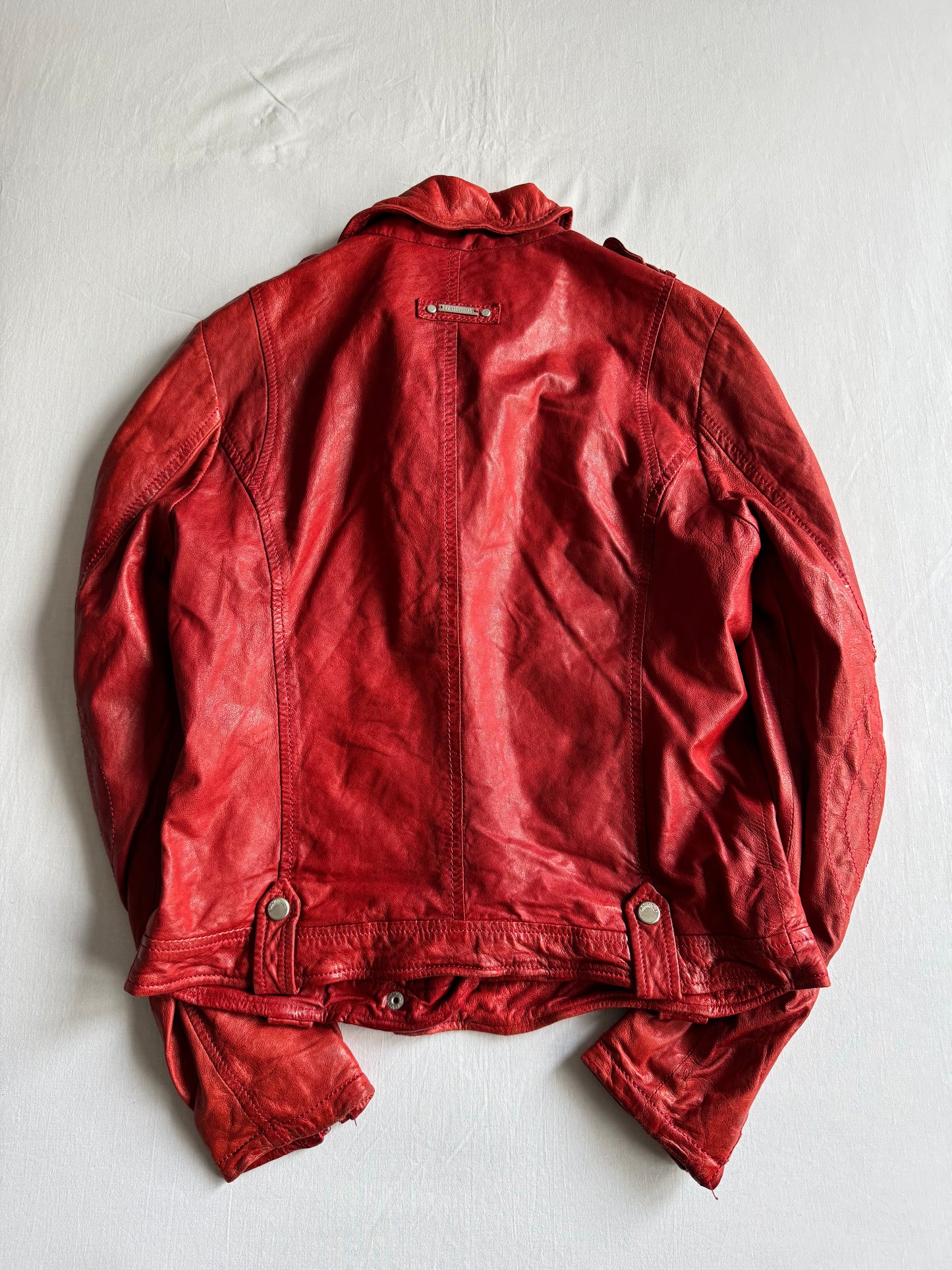 ❤️ Geacă Biker Y2K Damă din Piele Roșie – EU 38 (M)