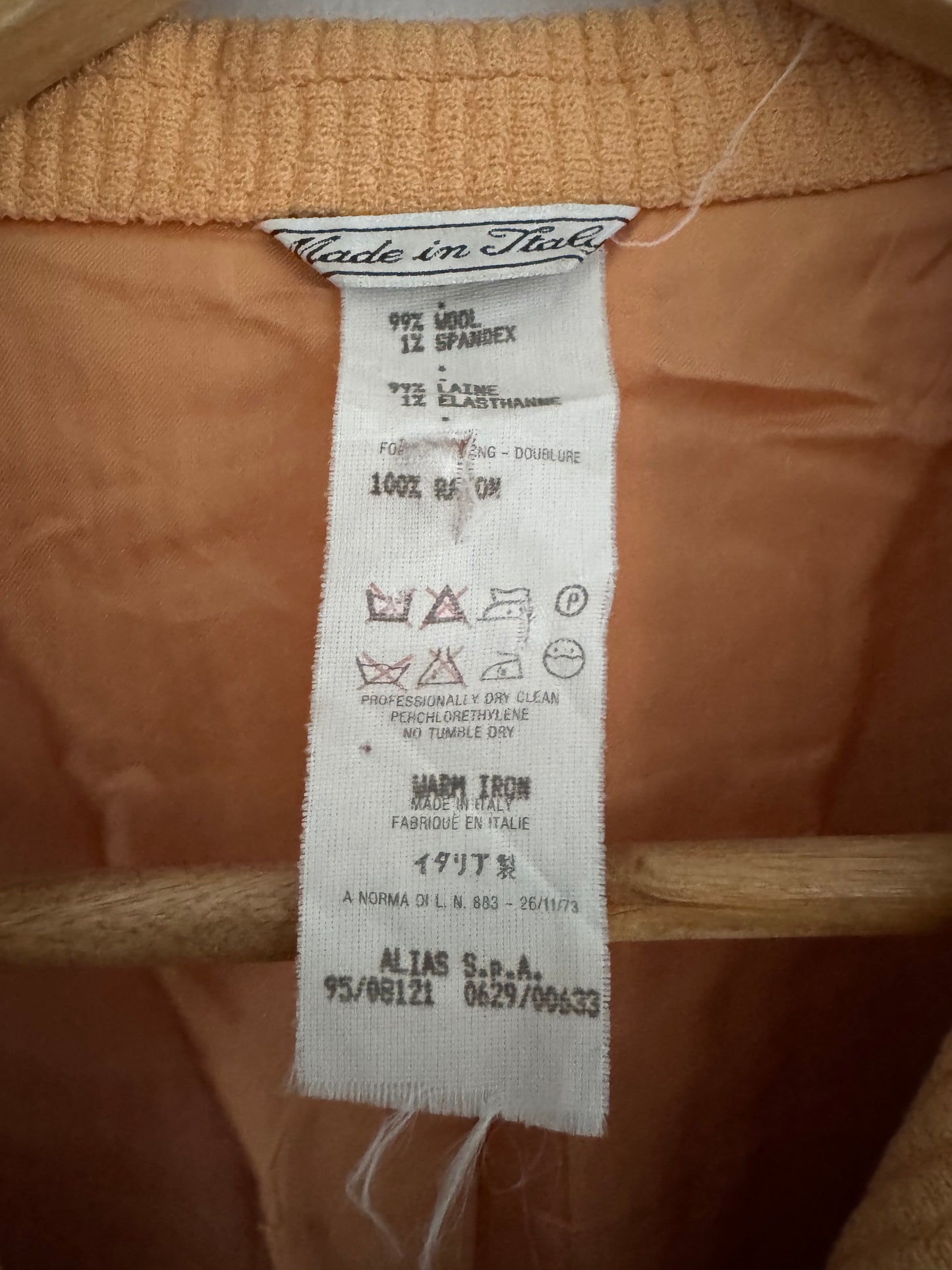 🐍 Sacou Gianni Versace Couture 1995 – Portocaliu Deschis – XS/S Femei