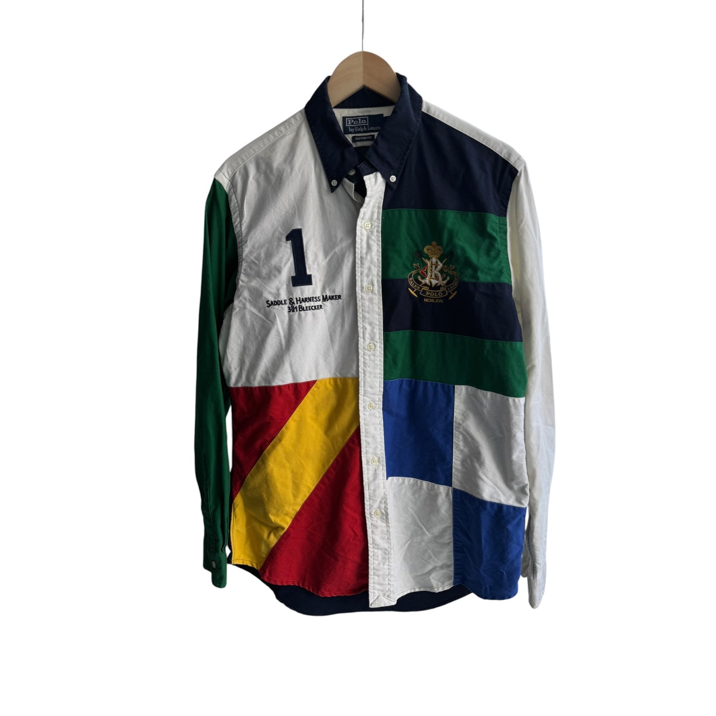 🐴 2008 Polo Ralph Lauren Cămașă Patchwork – M Bărbați