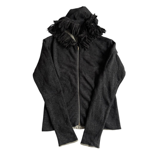 🧶 Hoodie Y2K Damă Gri din Lână de Miel – Aprox. M/L