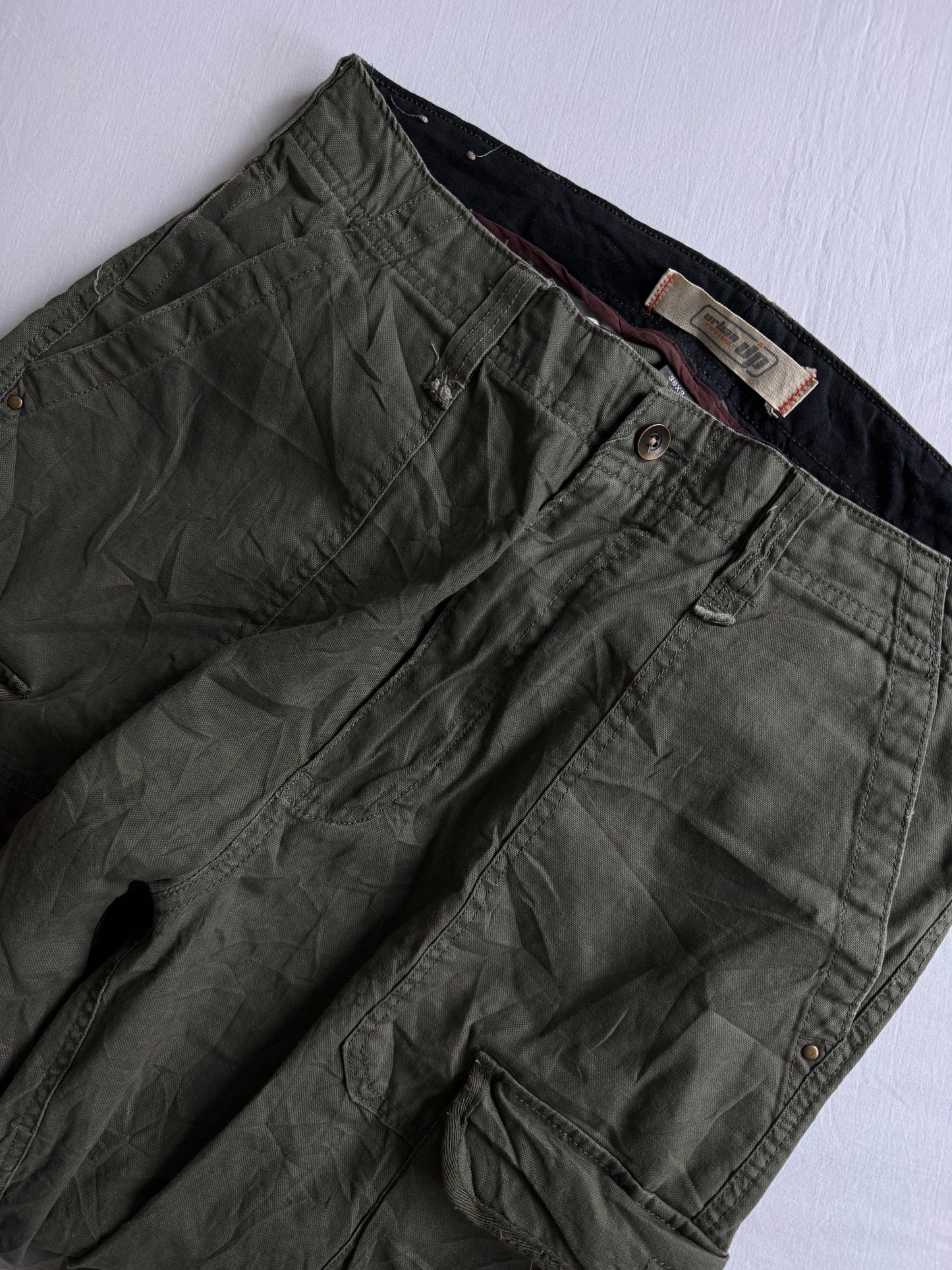 🪖 Urban Pipeline Baggy Cargo Pants – Military Green – W36 x L34