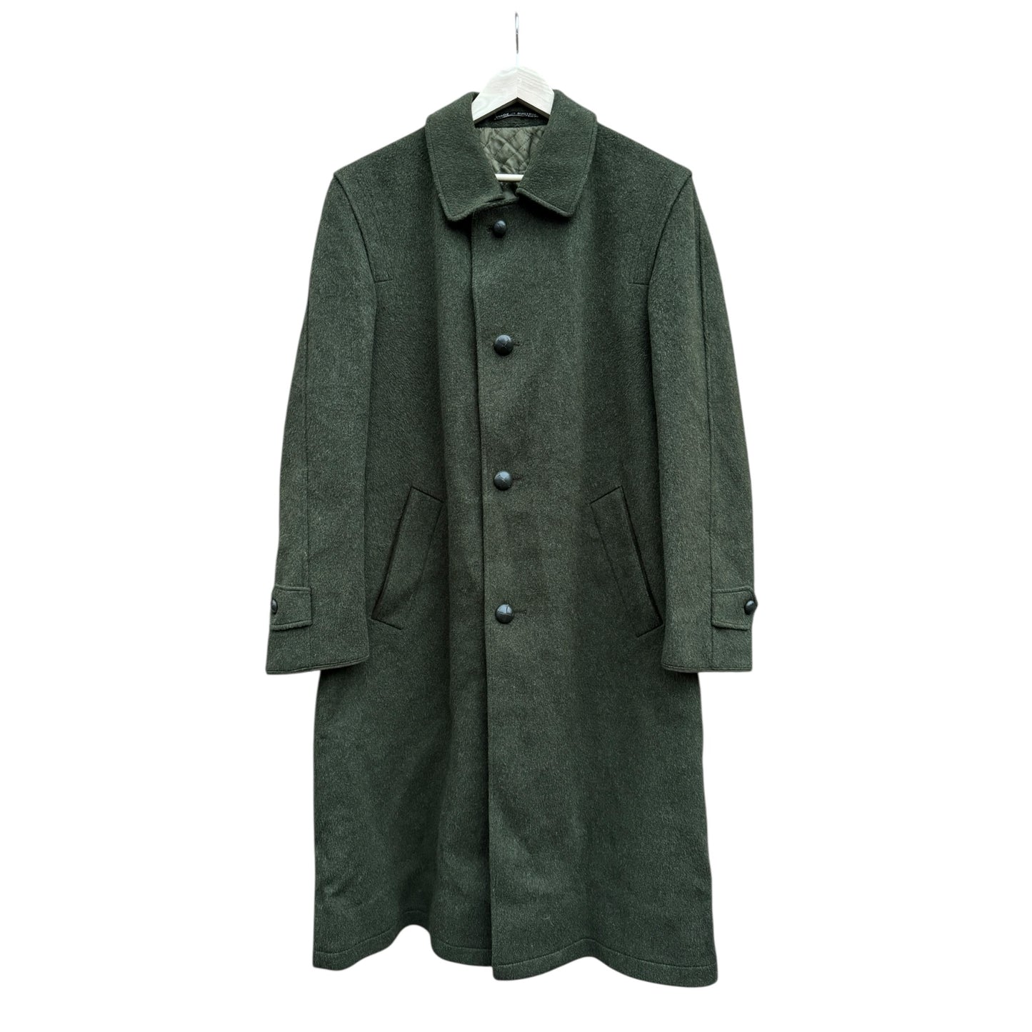 🌳 Palton Vintage Bărbați Verde Închis din Lână Virgină și Alpaca – EU 46 (S oversized / M)