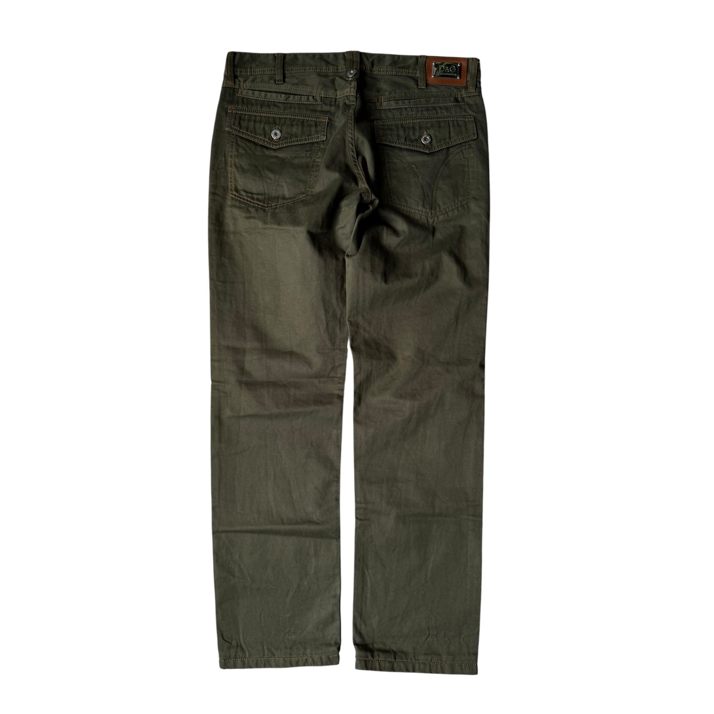 🫒 Y2K Dolce & Gabbana Olive Green Jeans – Straight Fit – US 34 – Made in Italy