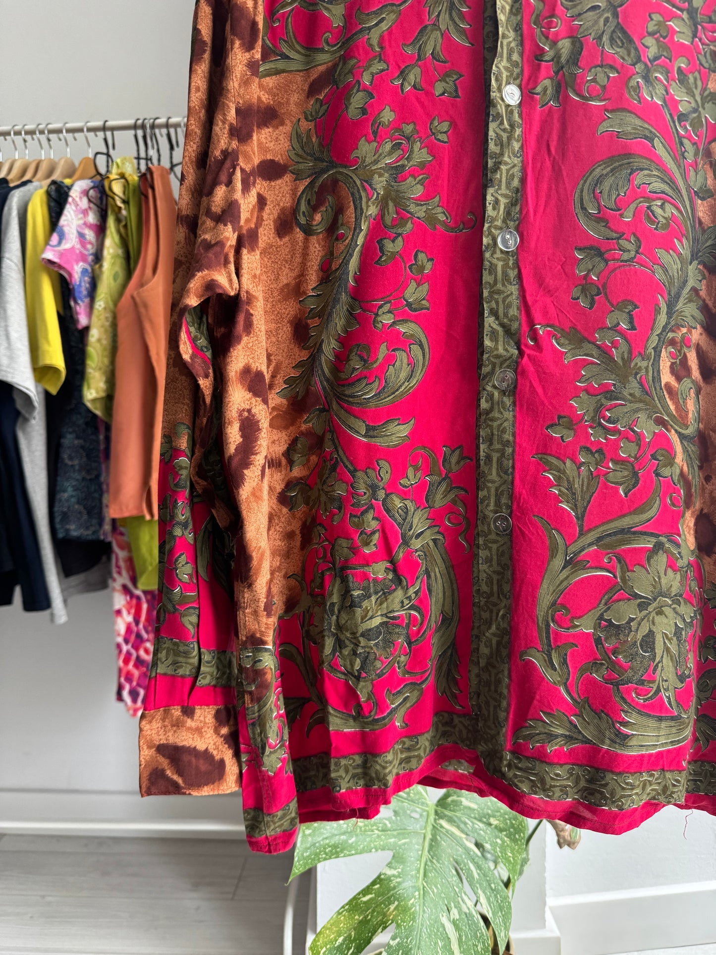 🐆 Cămașă Vintage Imprimeu Baroc & Animal Print | Made in Italy – L Bărbați