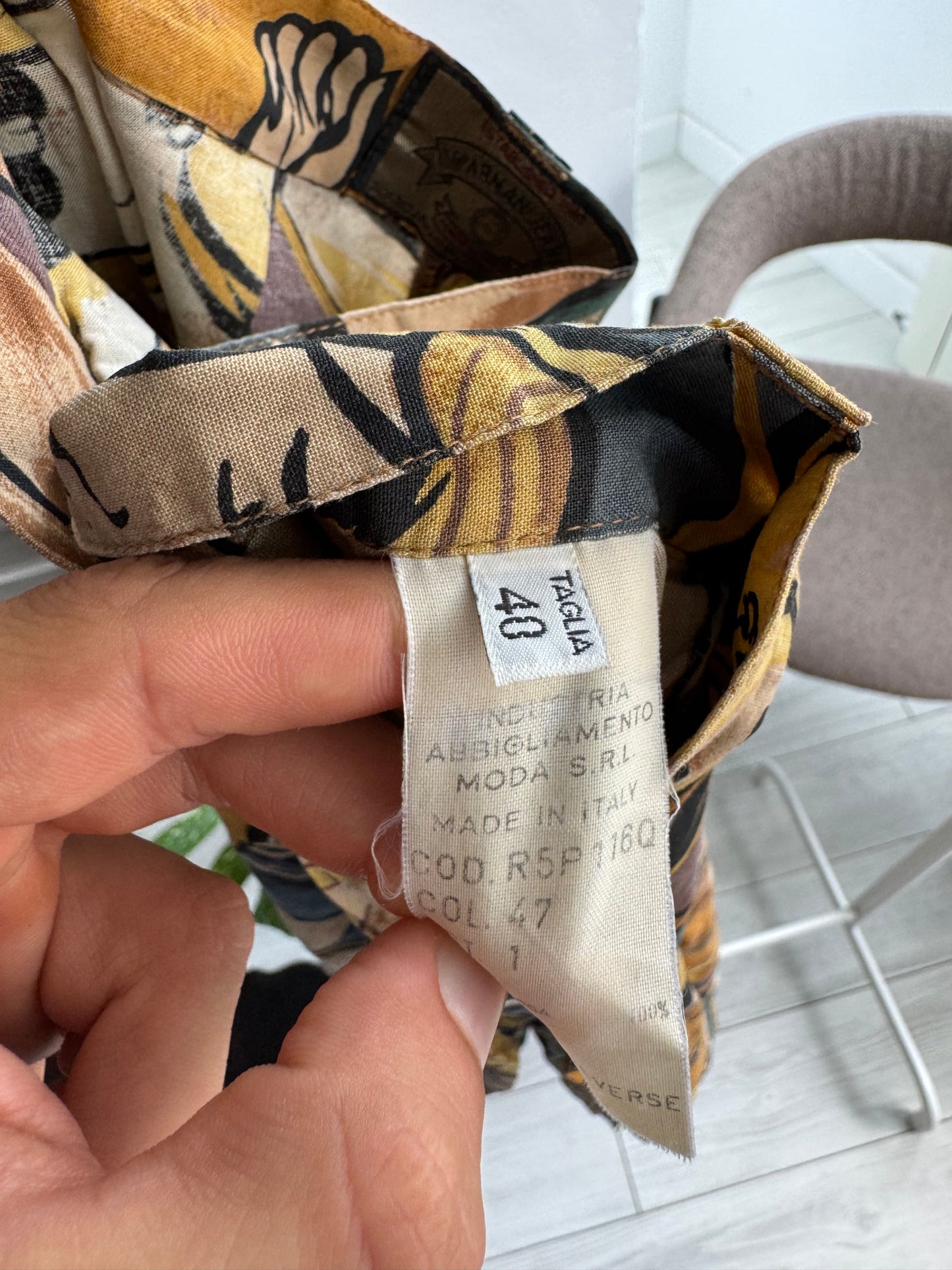 🌞 Pantaloni Harem Imprimați Giorgio Armani Arhivă '80s | Made in Italy – S Damă