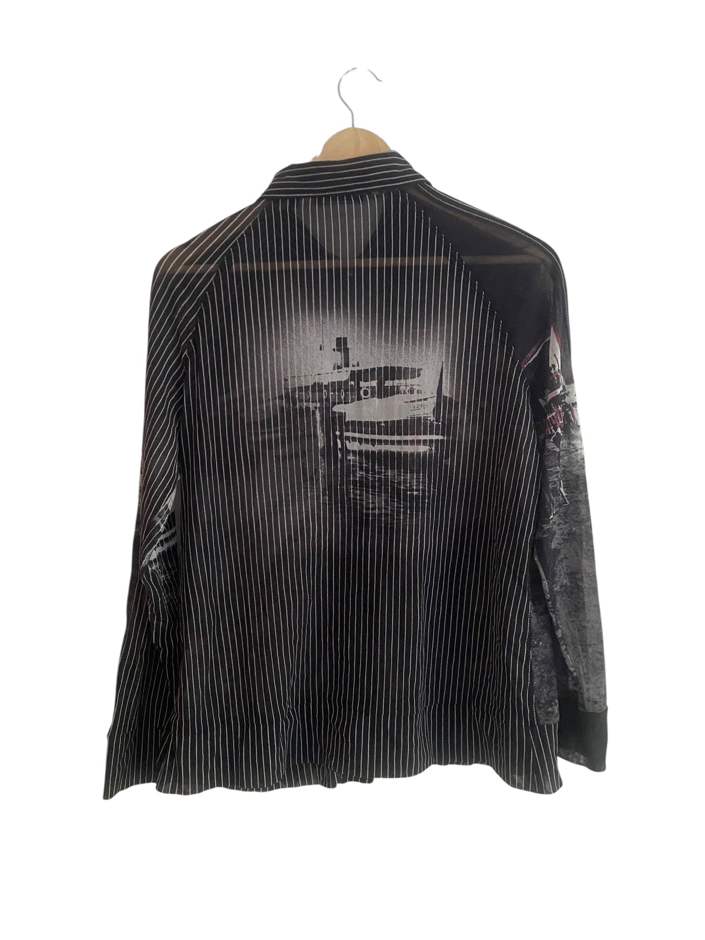 Top Vintage Y2K cu Mâneci Lungi și Fermoar – Mesh Print – IT 44 (Femei L