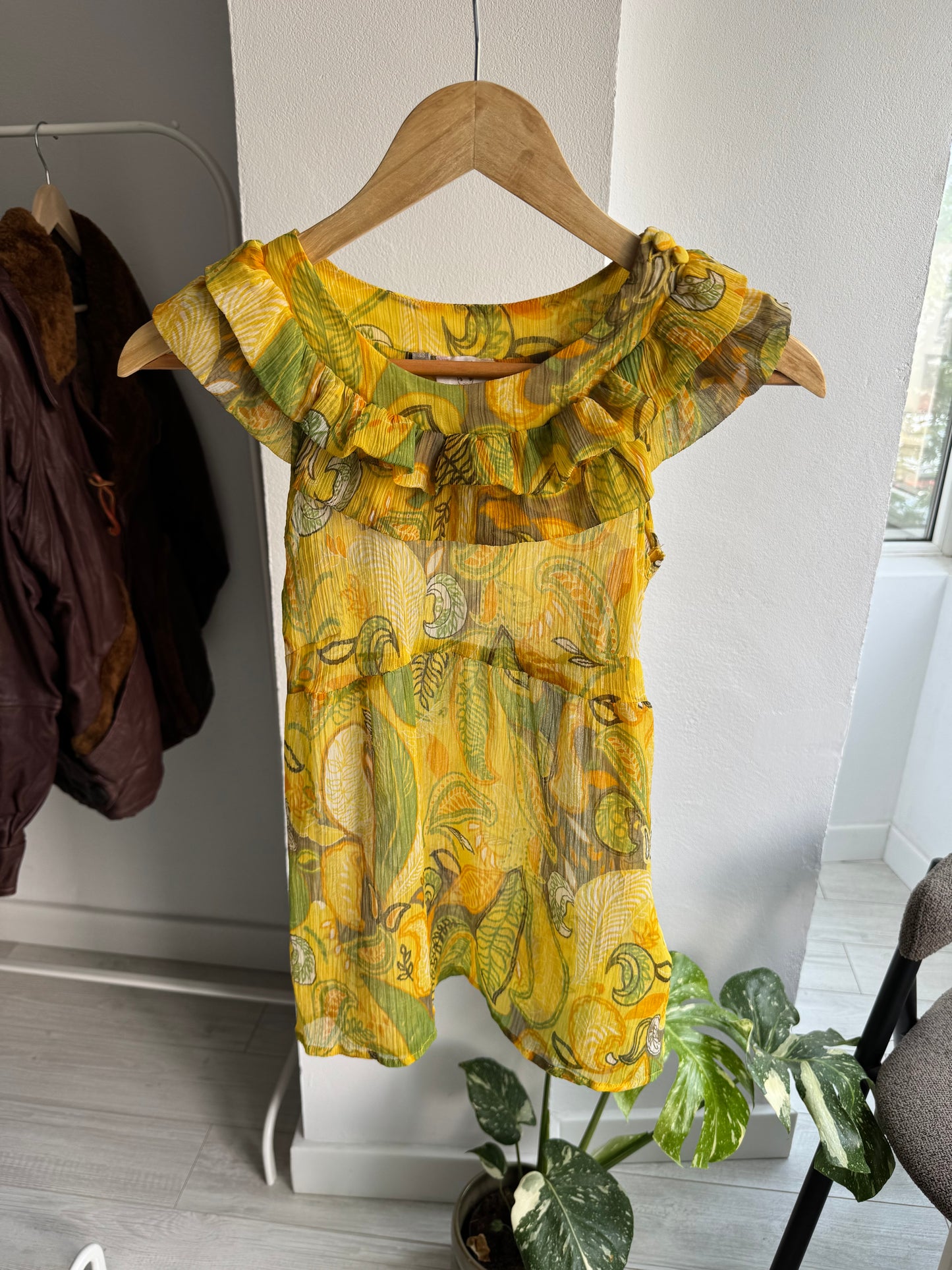 ☀️ Top Y2K Printed Mesh – IT 38 (XS Damă)