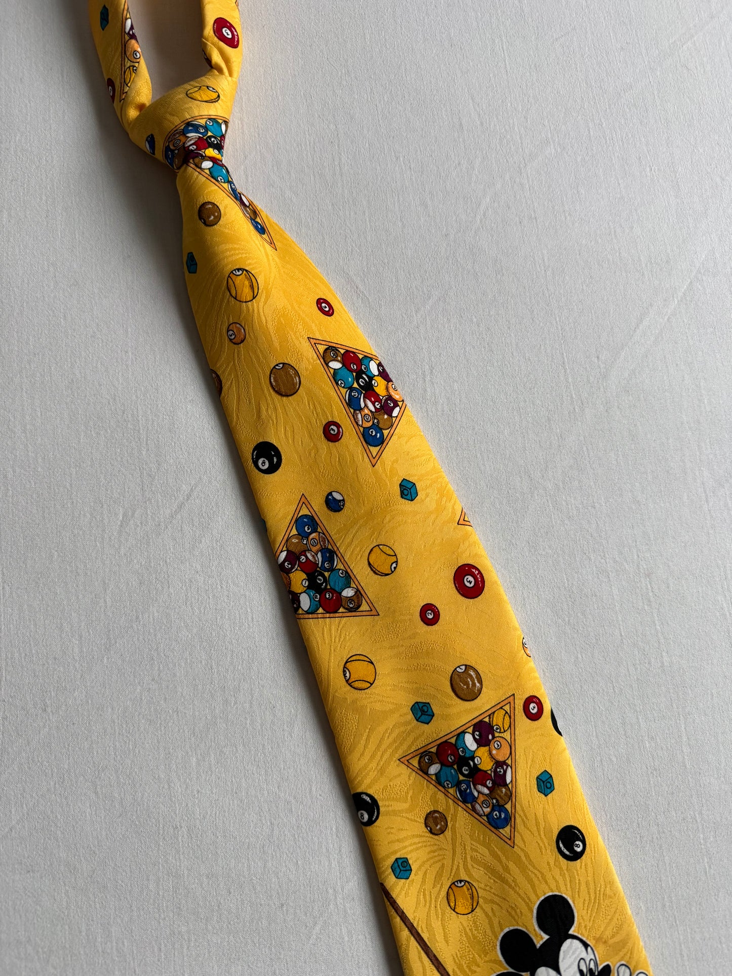 🐭 🎱 Cravată Vintage Galbenă cu Print Mickey Mouse