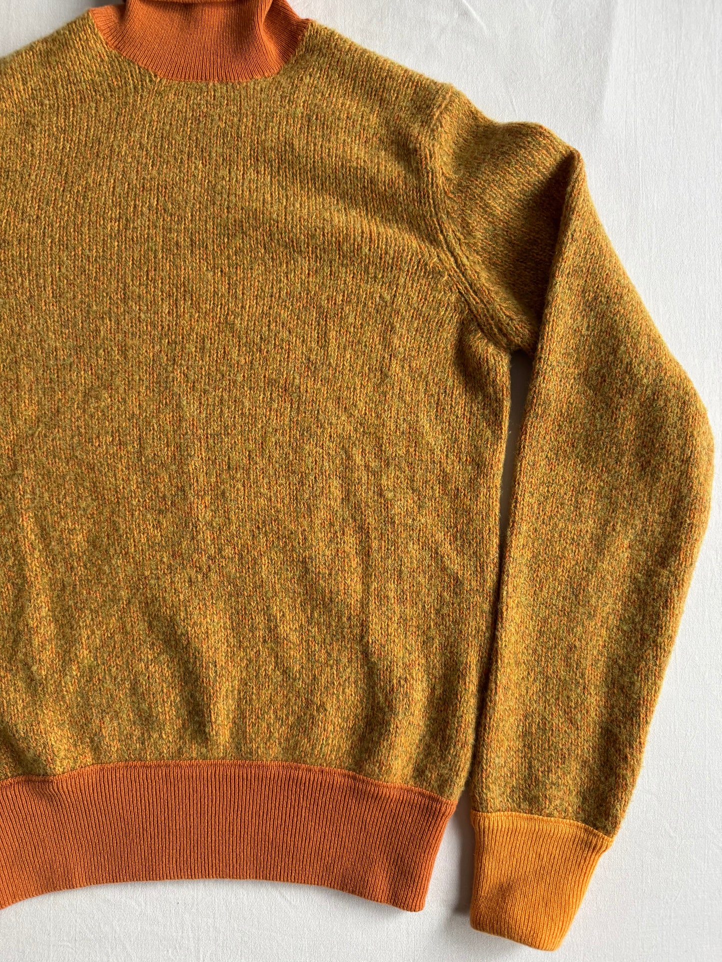 🧶 Pulover Vintage Damă Malo Portocaliu cu Guler Înalt din Cașmir și Lână Virgină – S