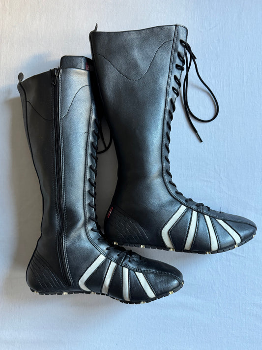 🥊 Cizme vintage Levi’s Boxing – piele neagră – mărimea 39