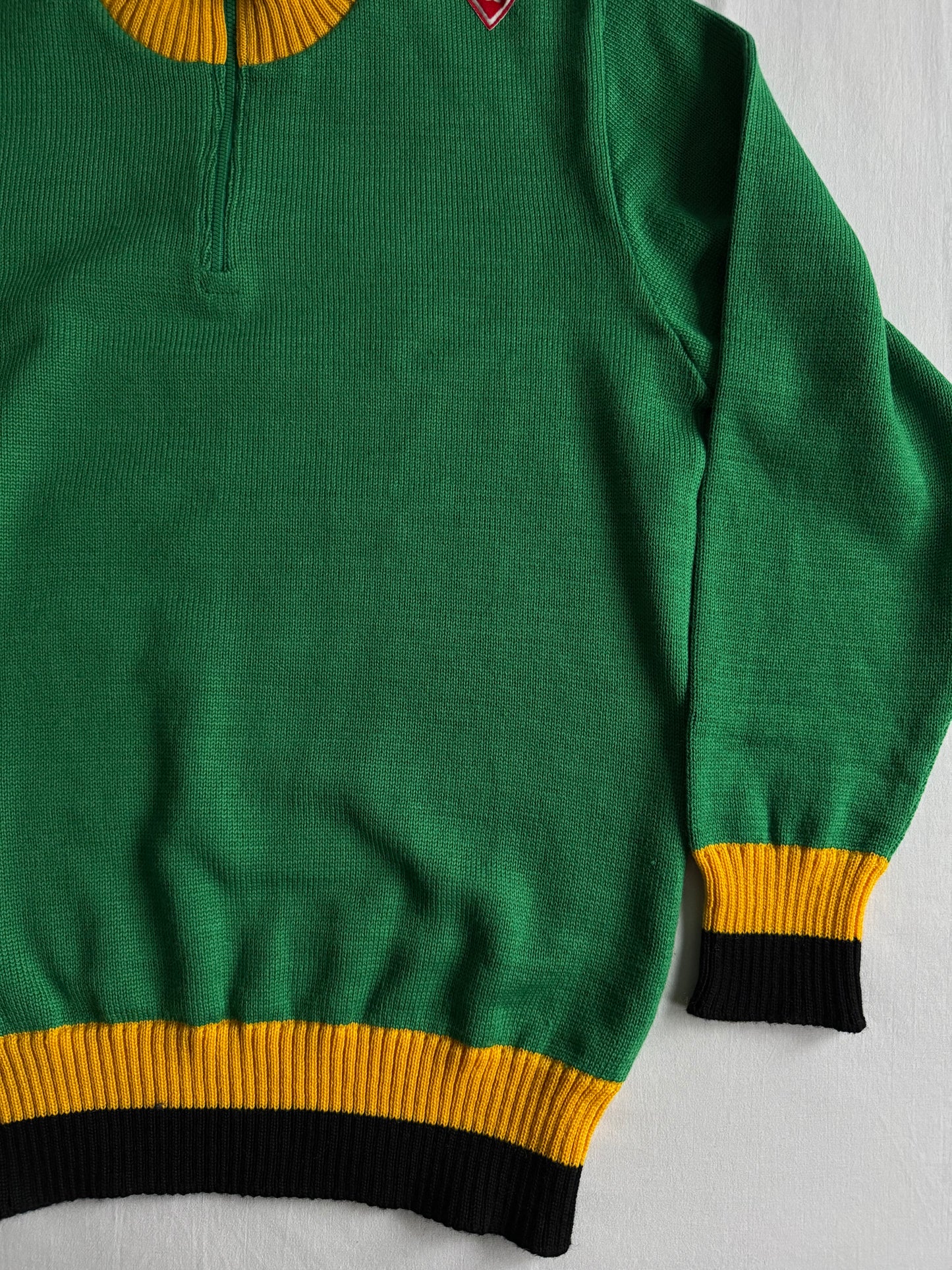 🧶 Pulover Y2K Bărbați Verde Quarter Zip din Lână și Acril – L