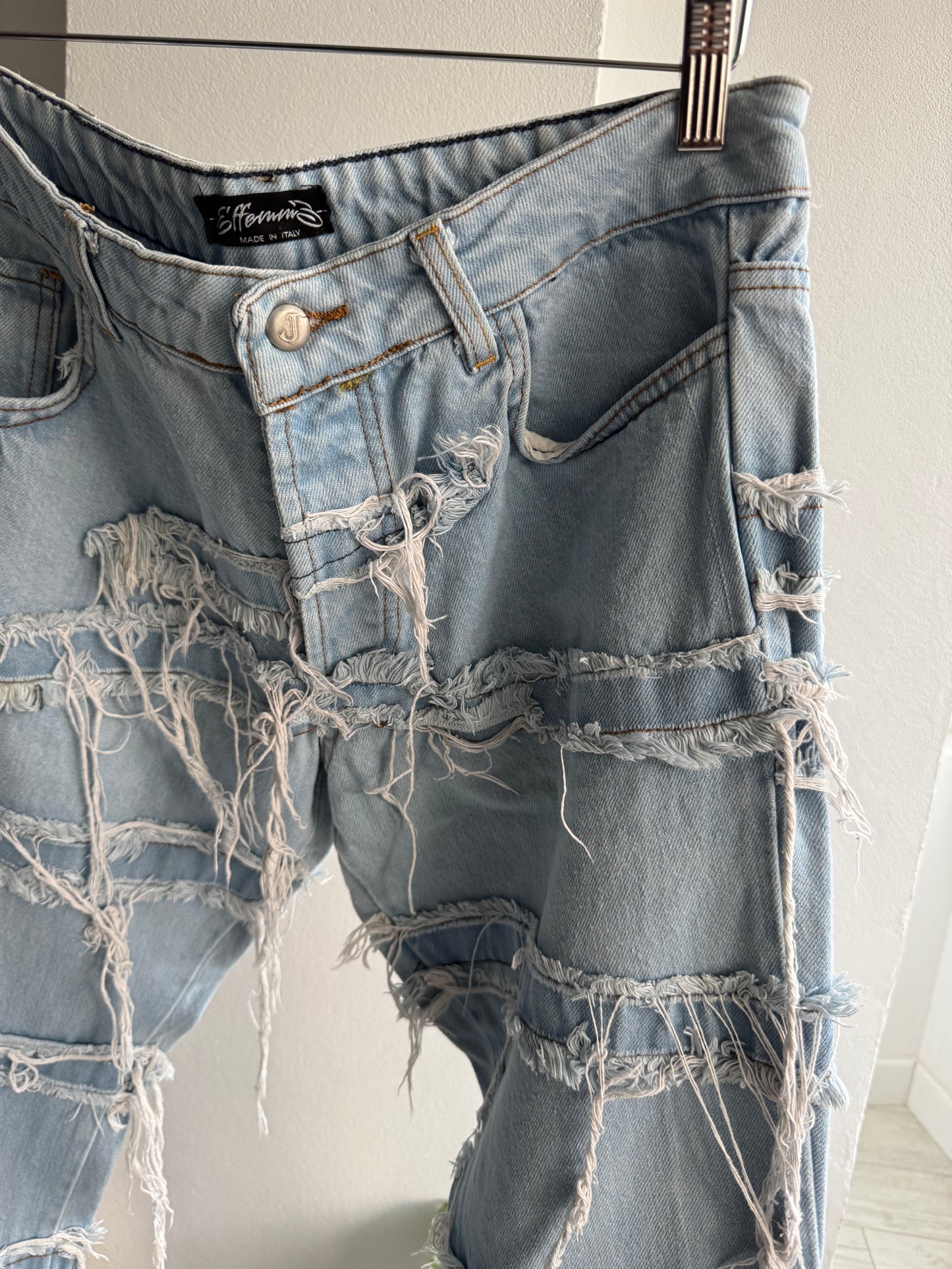👖 Y2K Stacked Bootcut Jeans cu Franjuri – EU 50 (L Bărbați) – Made in Italy