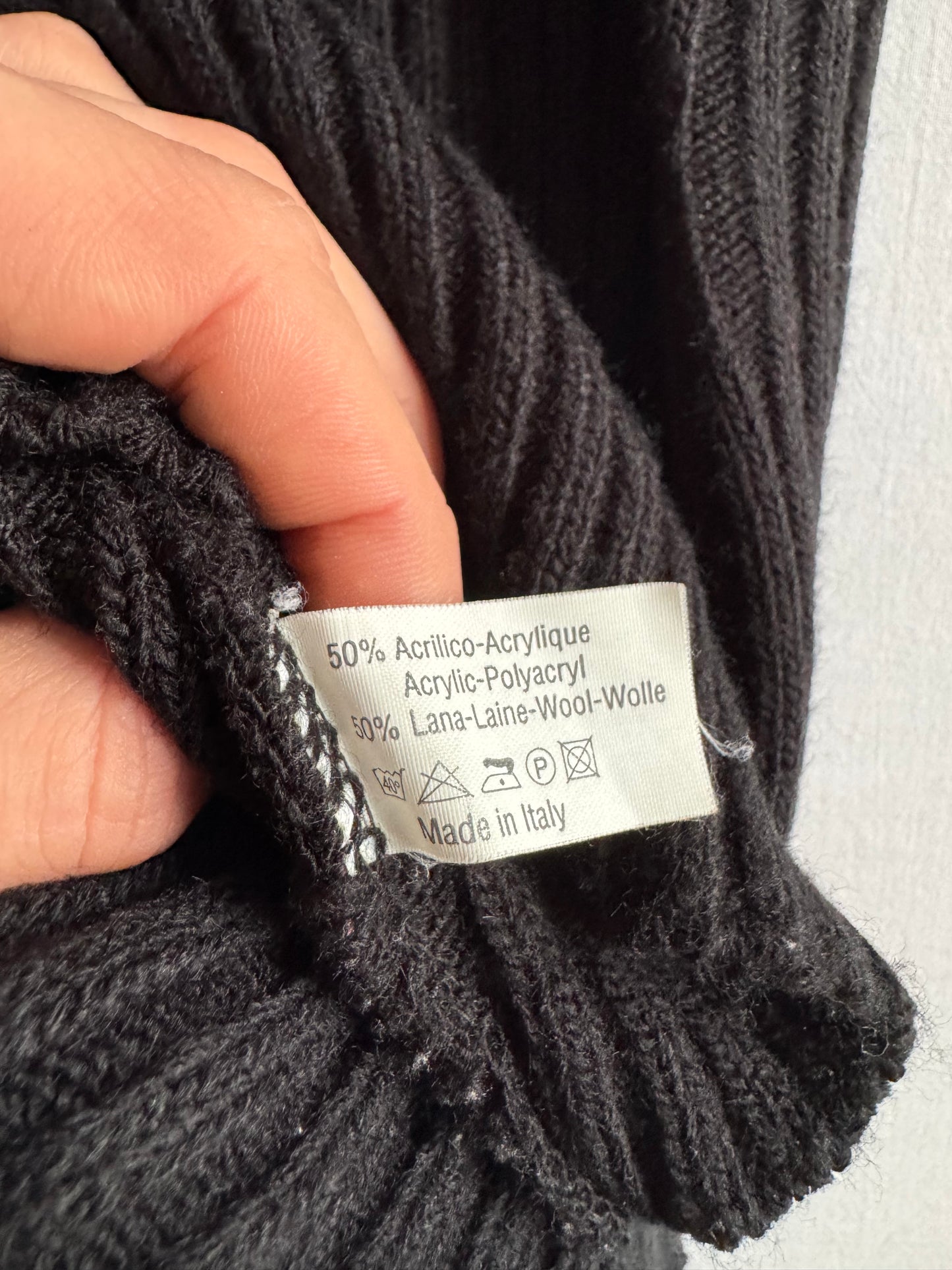 🧶 Pulover Y2K Bărbați Negru din Blend de Lână cu Fermoar Diagonal – M