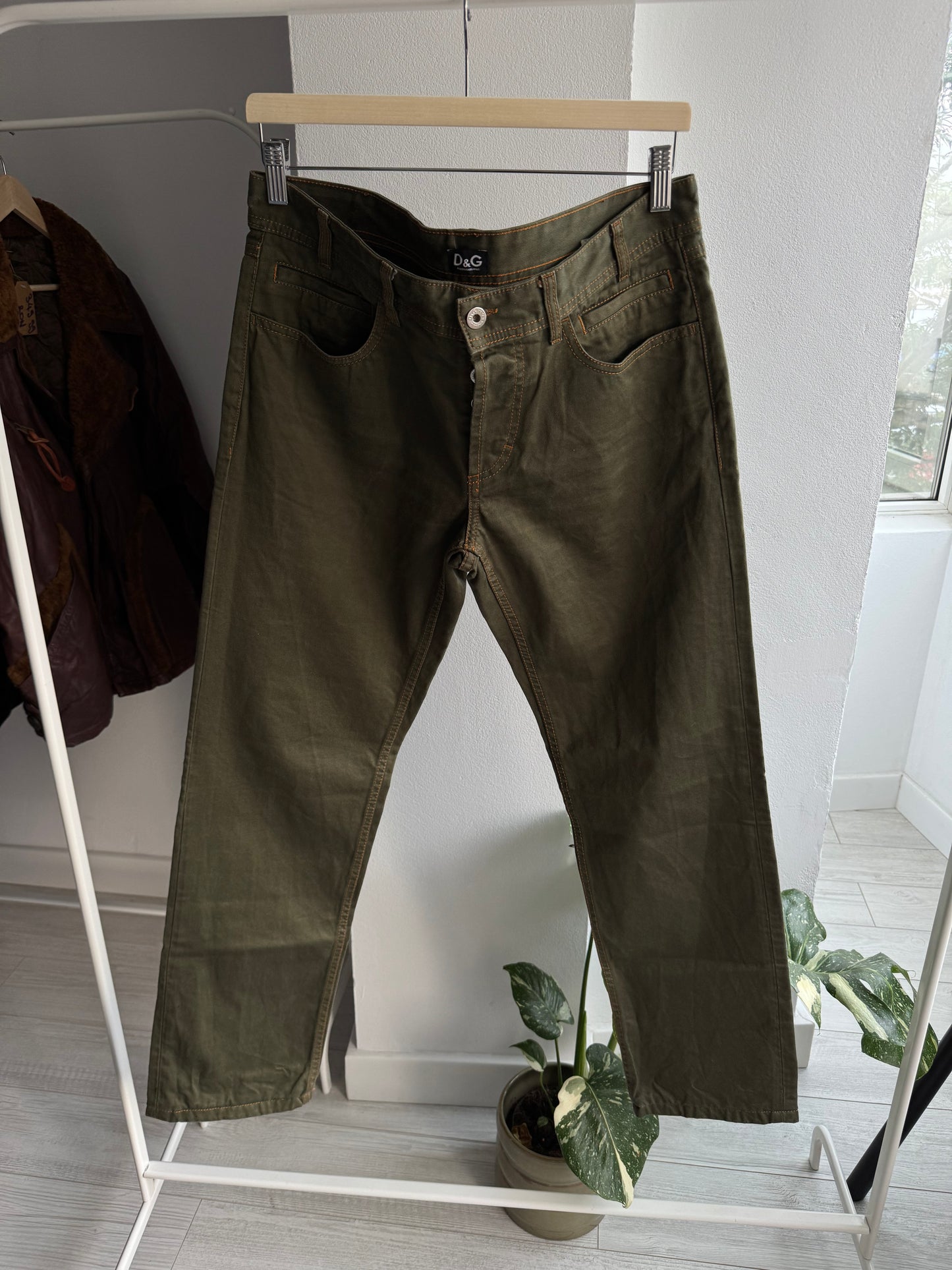 🫒 Y2K Dolce & Gabbana Olive Green Jeans – Straight Fit – US 34 – Made in Italy