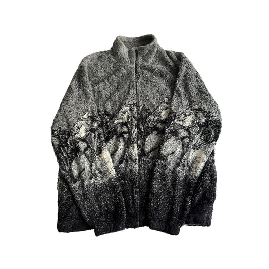 🐴 Fleece Vintage cu Print Cai – Mărimea M