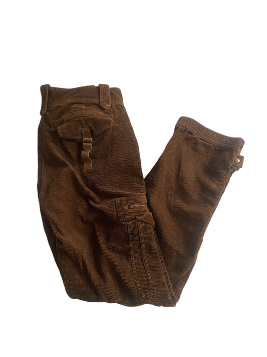 Pantaloni vintage Ralph Lauren pentru femei, cargo din catifea maro tehnică 🍂