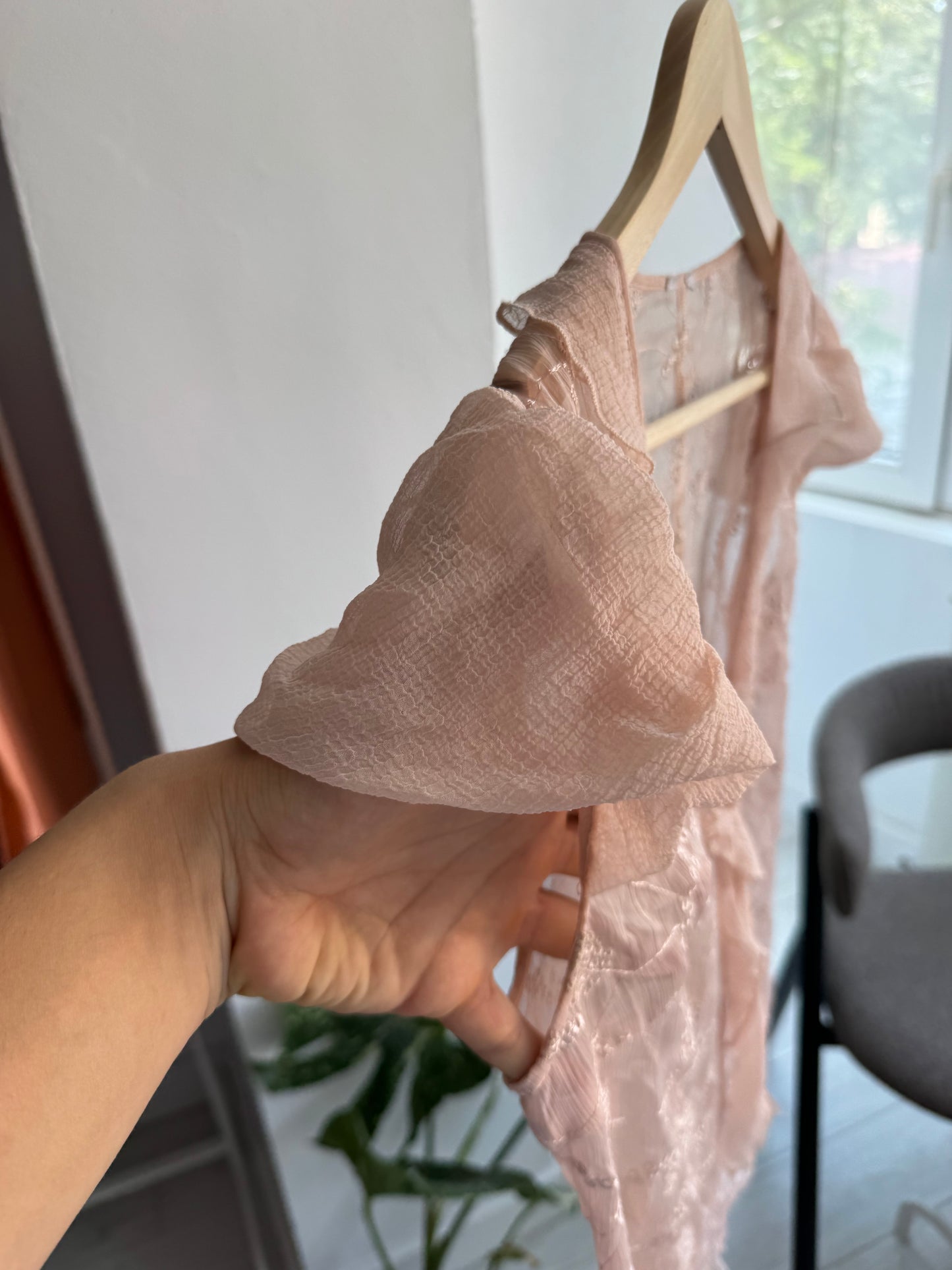 ✨ Top Mesh Roz Pal Y2K – S/M Damă