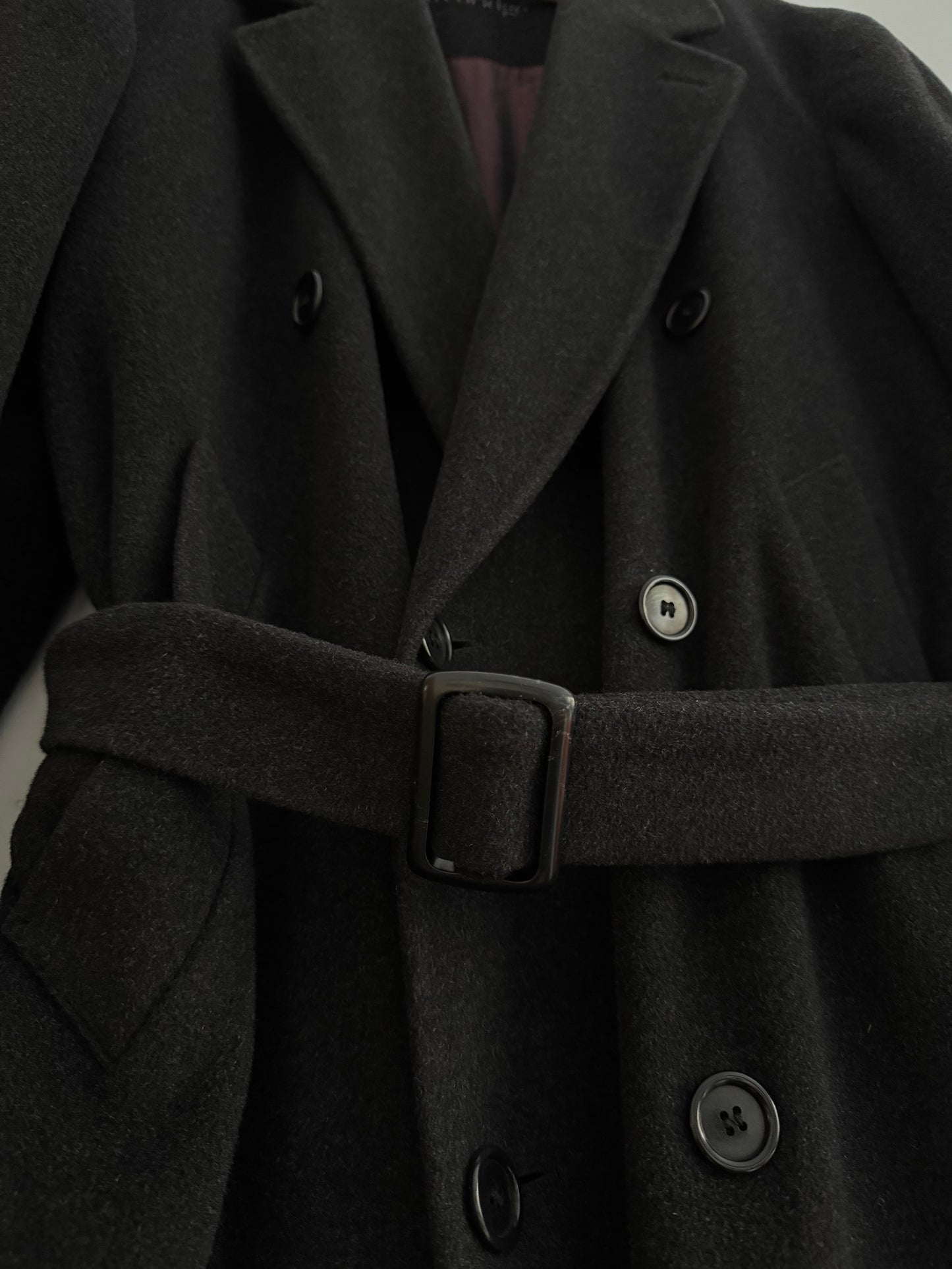 🎩 Palton Vintage Bărbați Gri Închis / Negru deschis din Cașmir – Marimea 48 (M oversized / L regular)