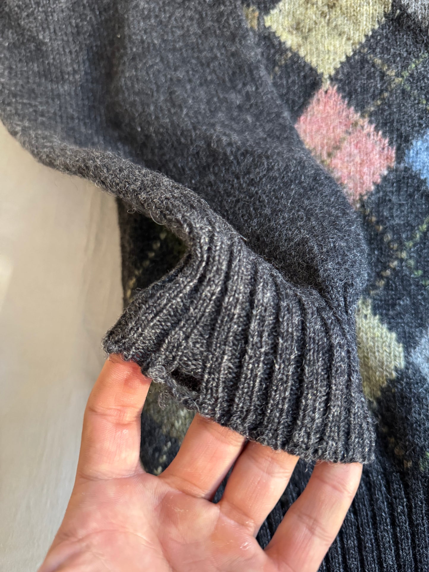 🧶 Pulover vintage cu model argyle – mărimea L (Made in Italy)