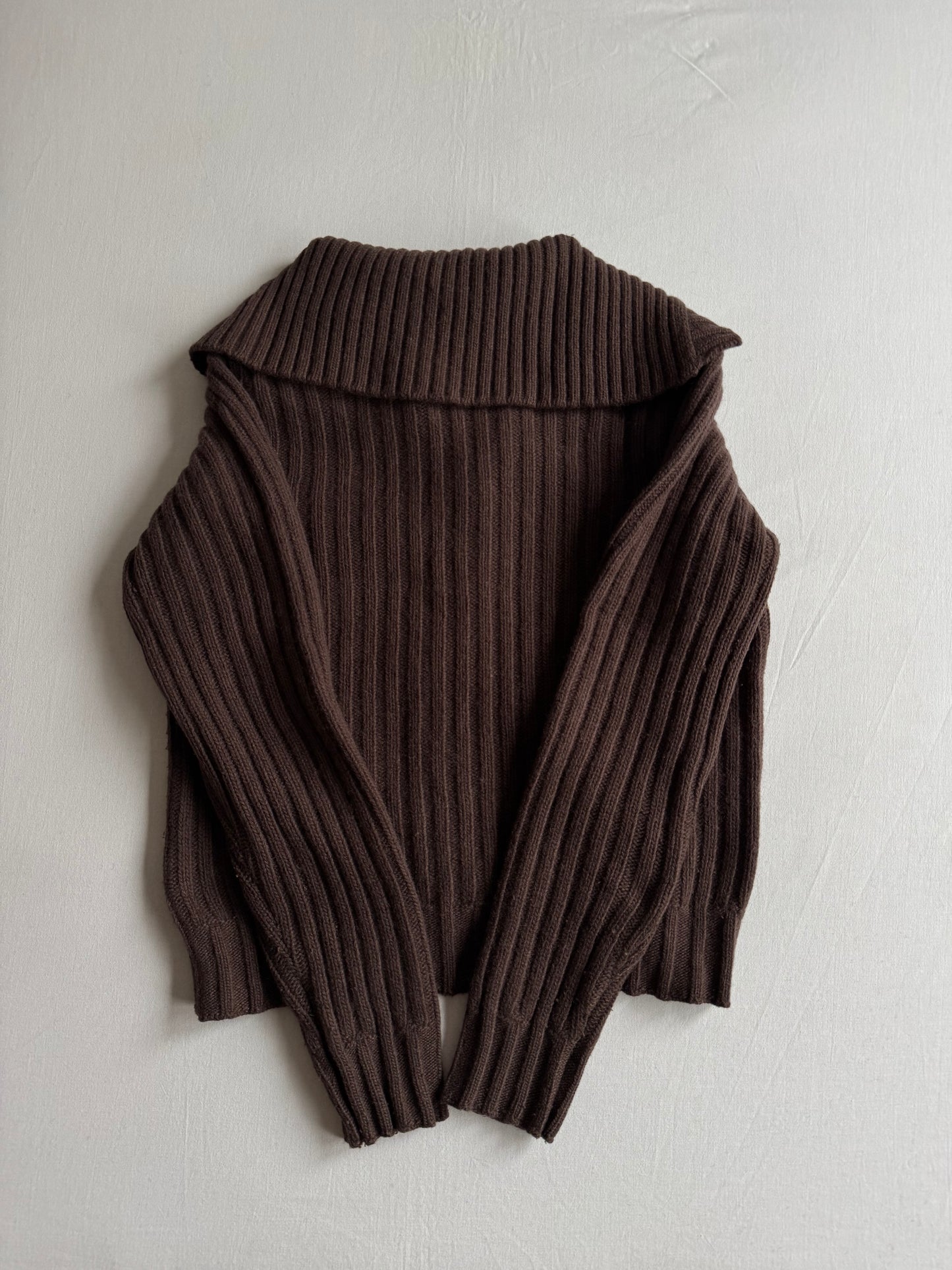 🧶 Cardigan Y2K Damă Maro din Lână cu Model Striped – S