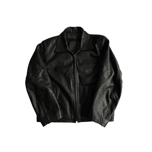 🧥 Geacă Vintage din Piele Neagră Cropped – XL