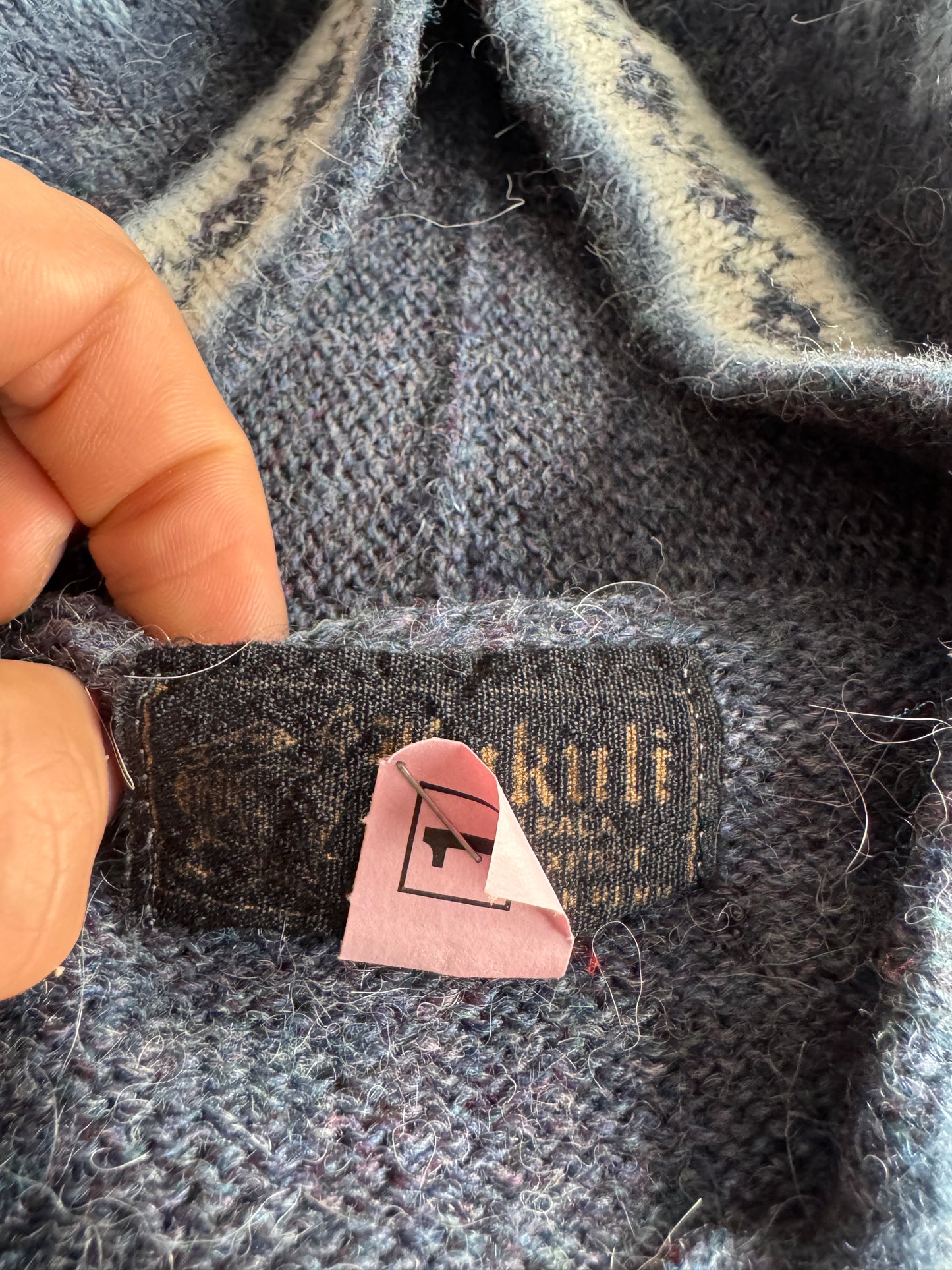 🦙 Hanorac Vintage Bărbați Albastru din Alpaca – aprox. M