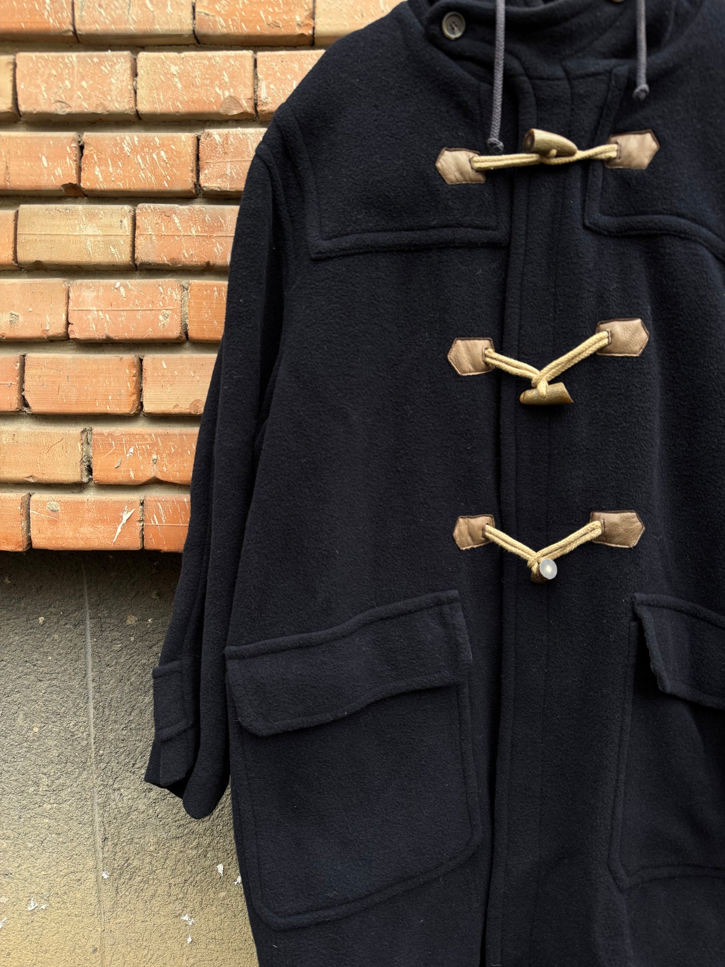 🧥 Palton Vintage Bărbați Henry Cotton’s Navy Tip Duffle din Lână cu Glugă – 52 (XL)