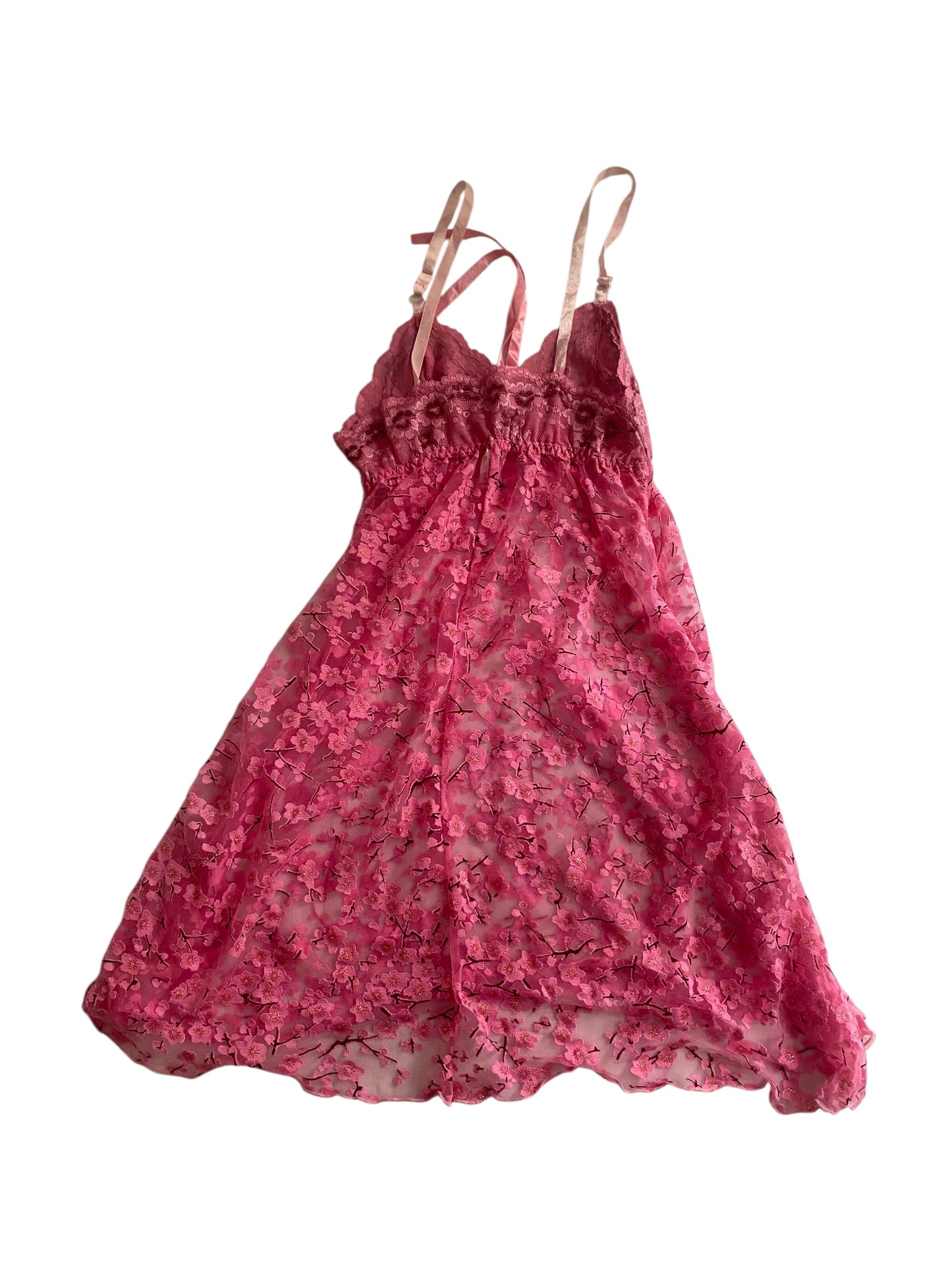 🌸 Top Y2K Cherry Blossom cu Dantelă – Mărime L