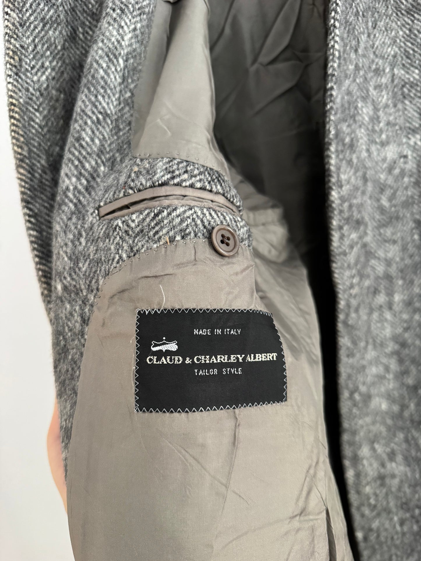 🧥 Palton Vintage Gri din Lână Virgină – Mărimea 50 (L Bărbați)