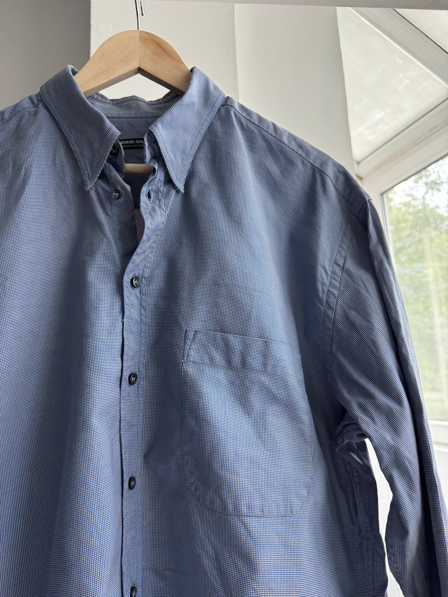 👔 Cămașă Texturată Giorgio Armani Vintage | Made in Italy | Relaxed Fit – L Bărbați