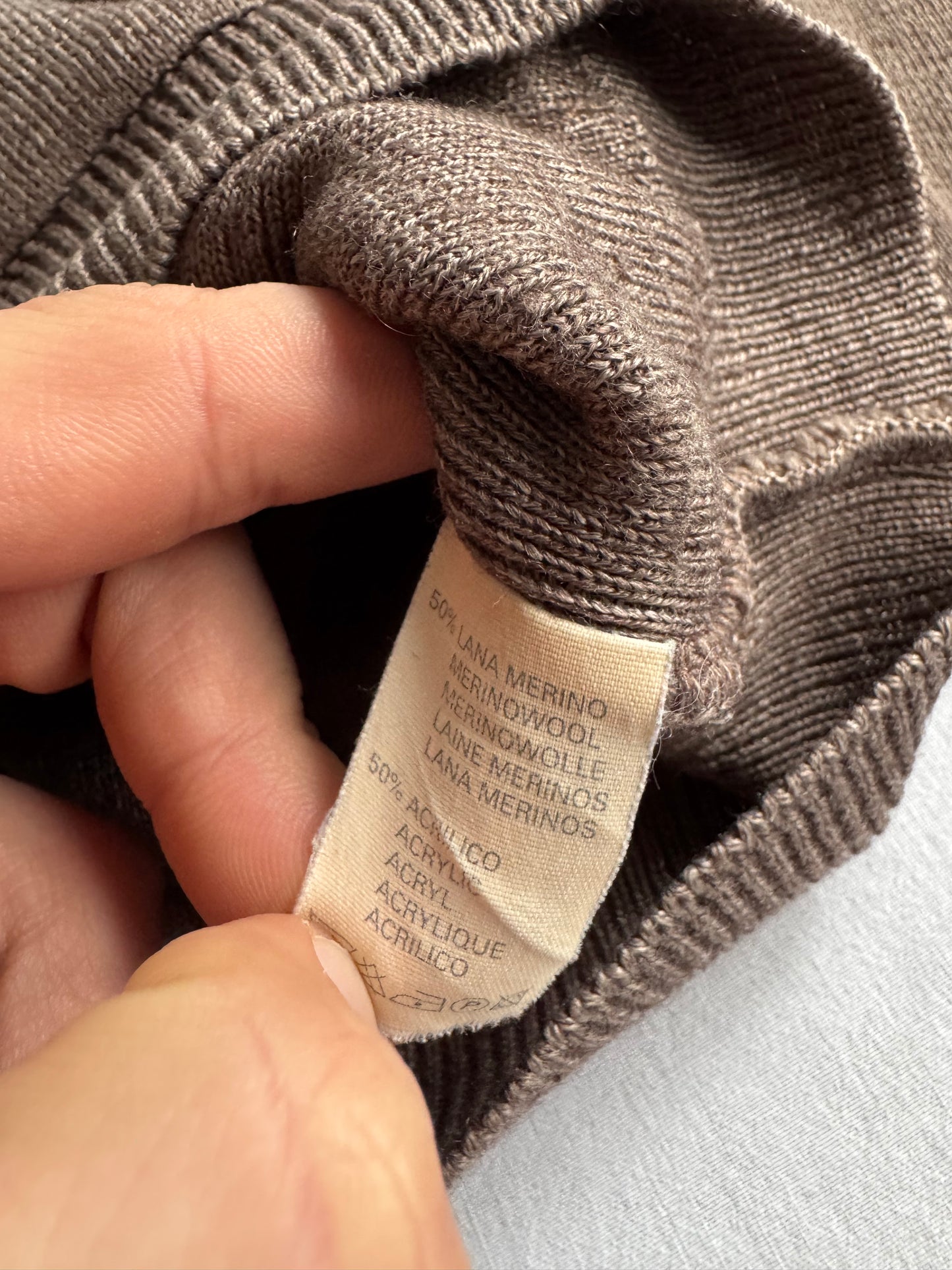 🧶 Cardigan Vintage Maro Oatmeal din Blend Lână Merino – L (50)