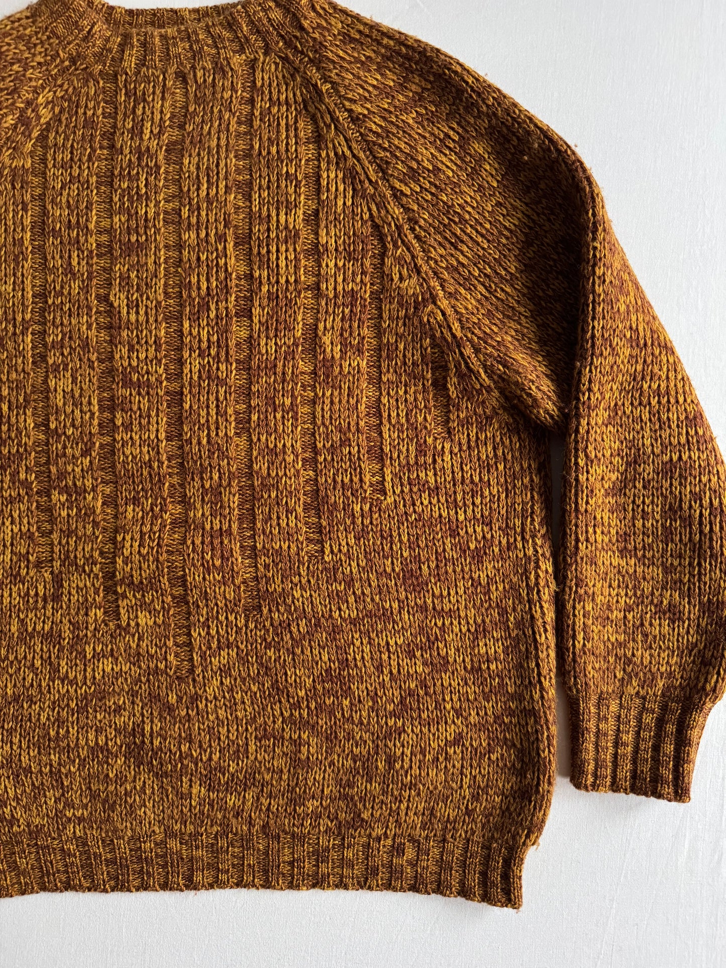 🧶 Pulover Vintage Bărbați Mustard Închis din Lână Virgină – L (50)