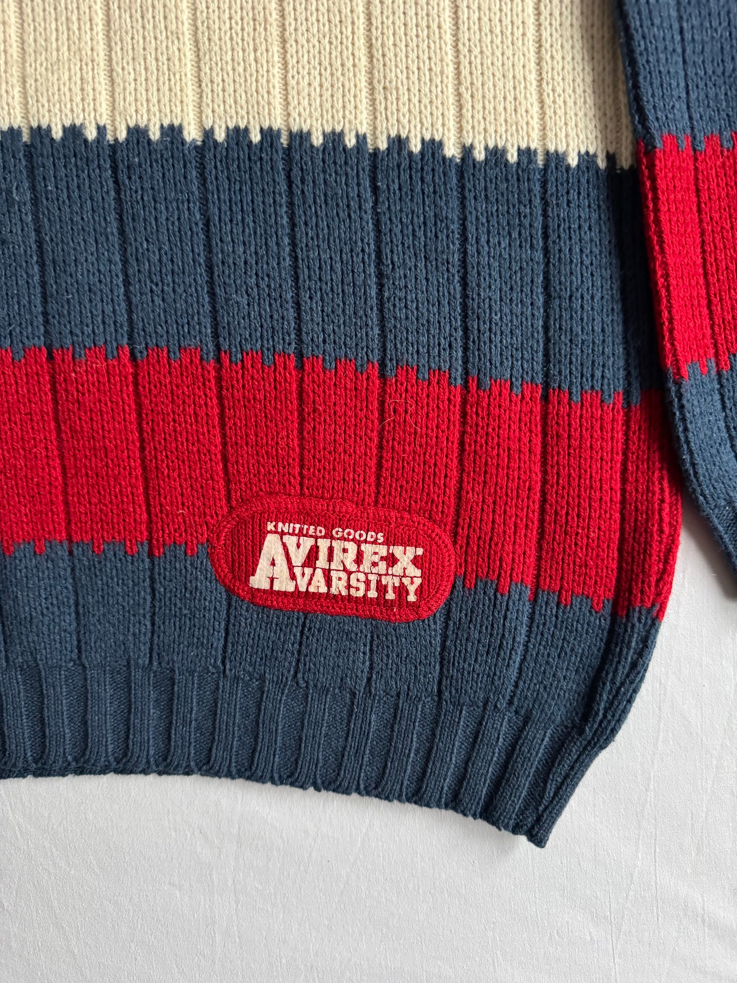 🧶 Pulover Vintage Bărbați Avirex cu Dungi – L