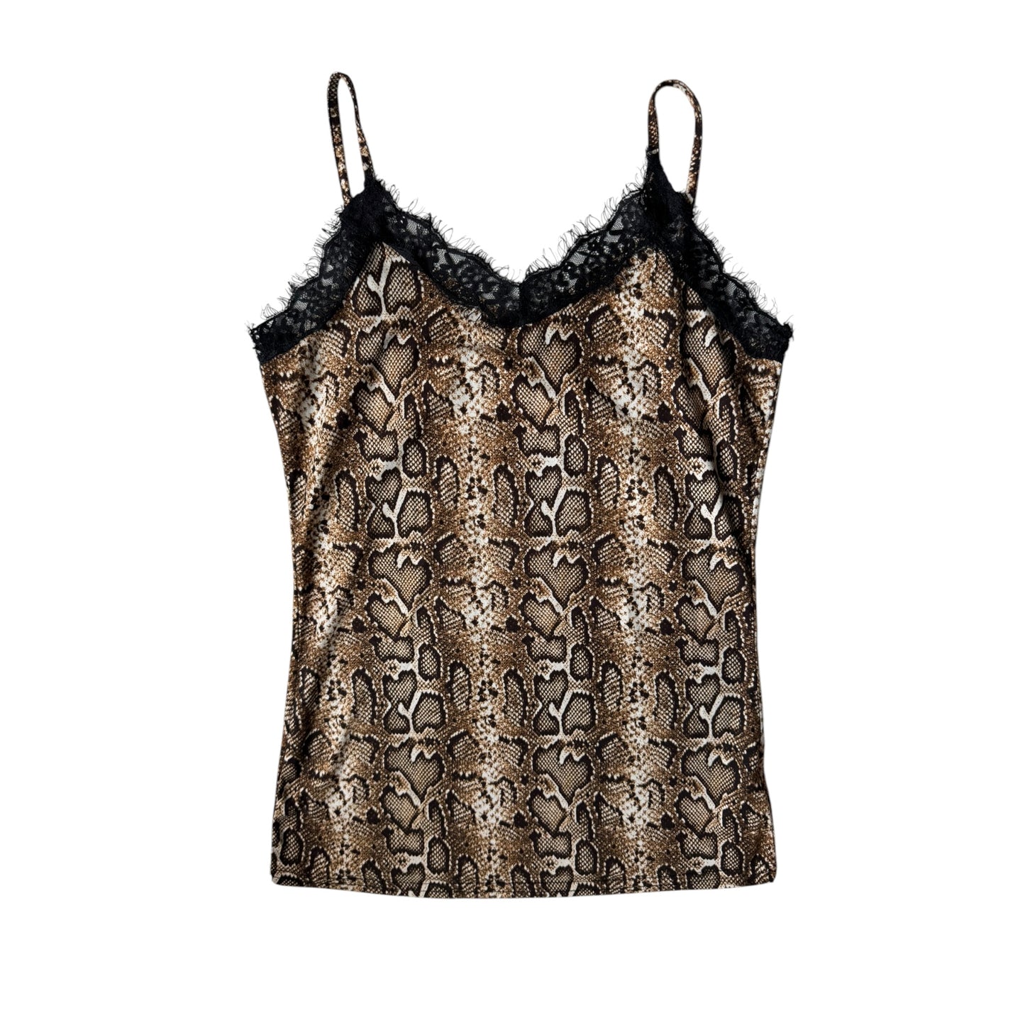 🐍 Cami Top Snakeskin Print Y2K | Stretch – M/L Damă