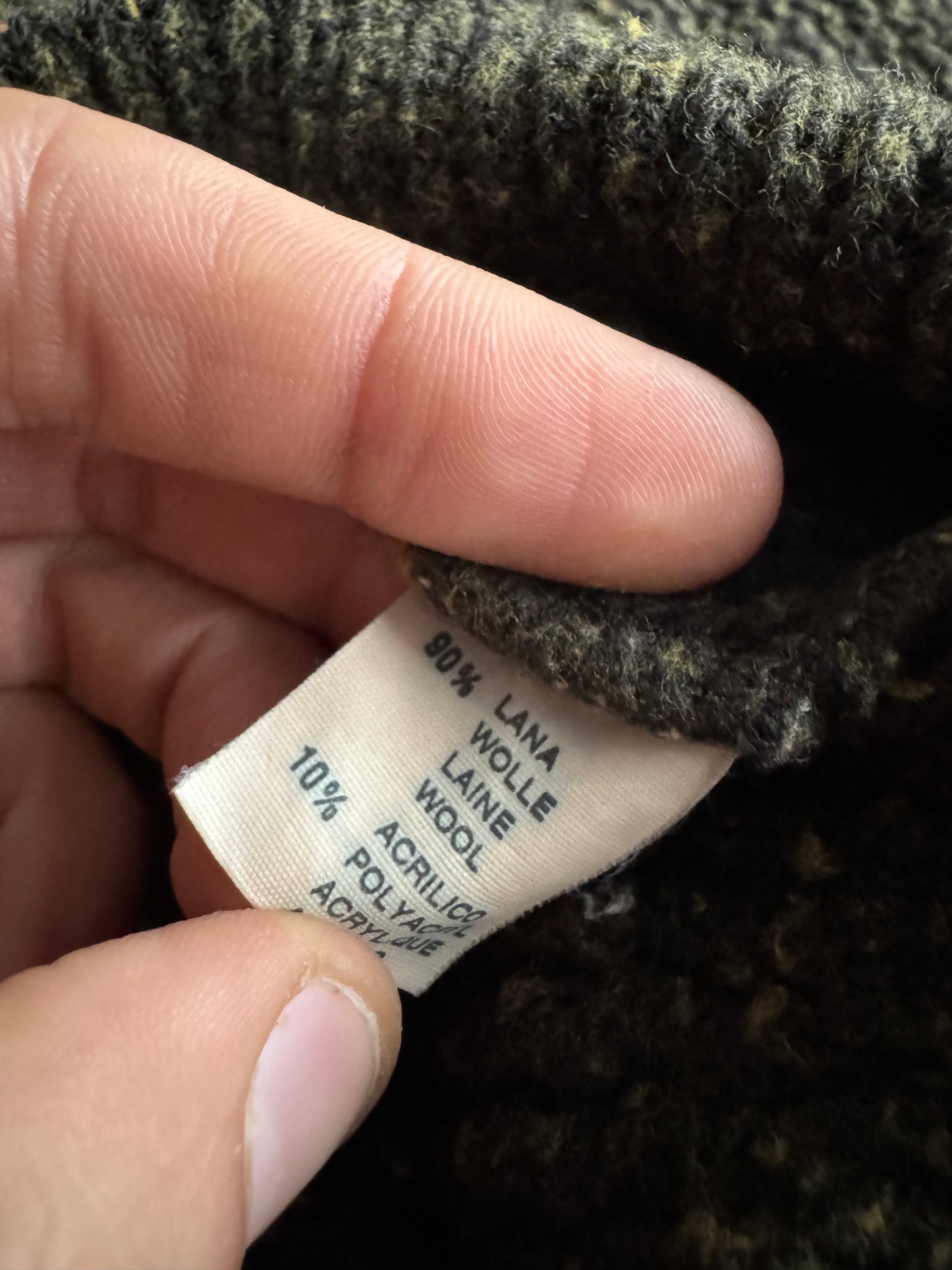 🐪 🧶 Pulover Vintage Bărbați Camel / Verde Închis din Lână – L