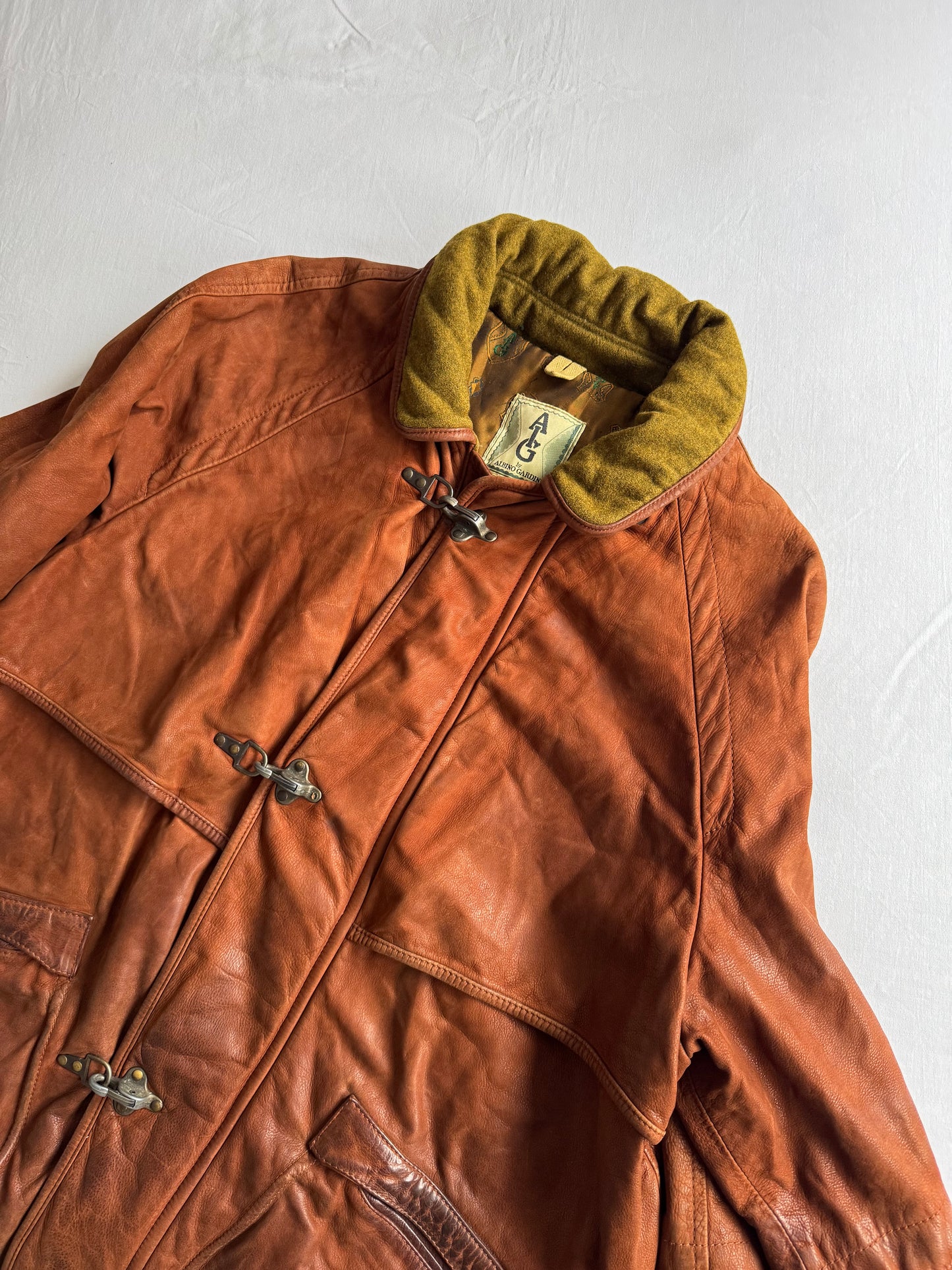 🧥 Geacă Vintage Bărbați Maro din Piele Full Grain cu Fireman Clasp și Glugă Detașabilă – XL