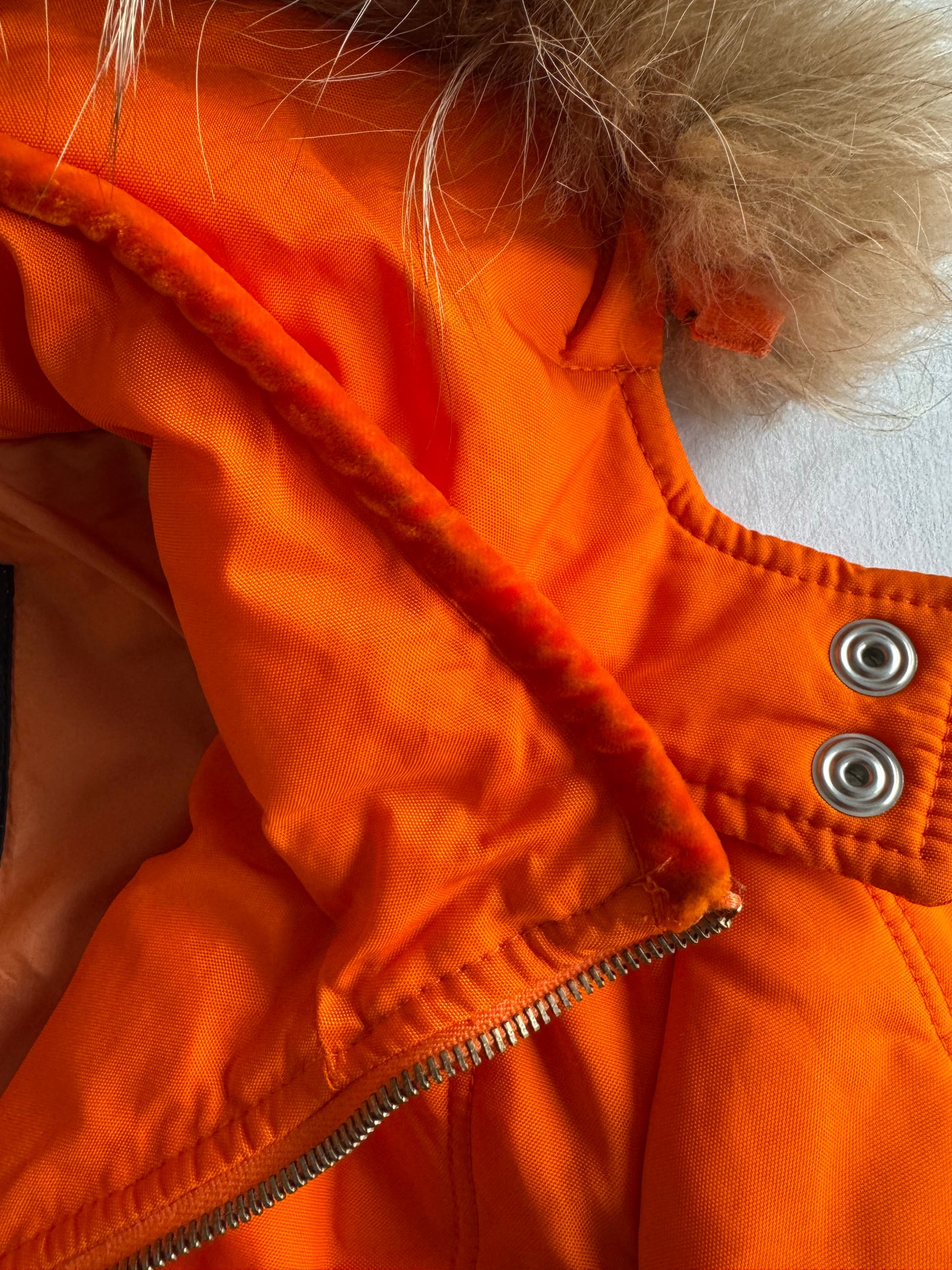 🍊 Jachetă Y2K Portocalie 4US by Cesare Paciotti cu Glugă din Blană Naturală – M Femei